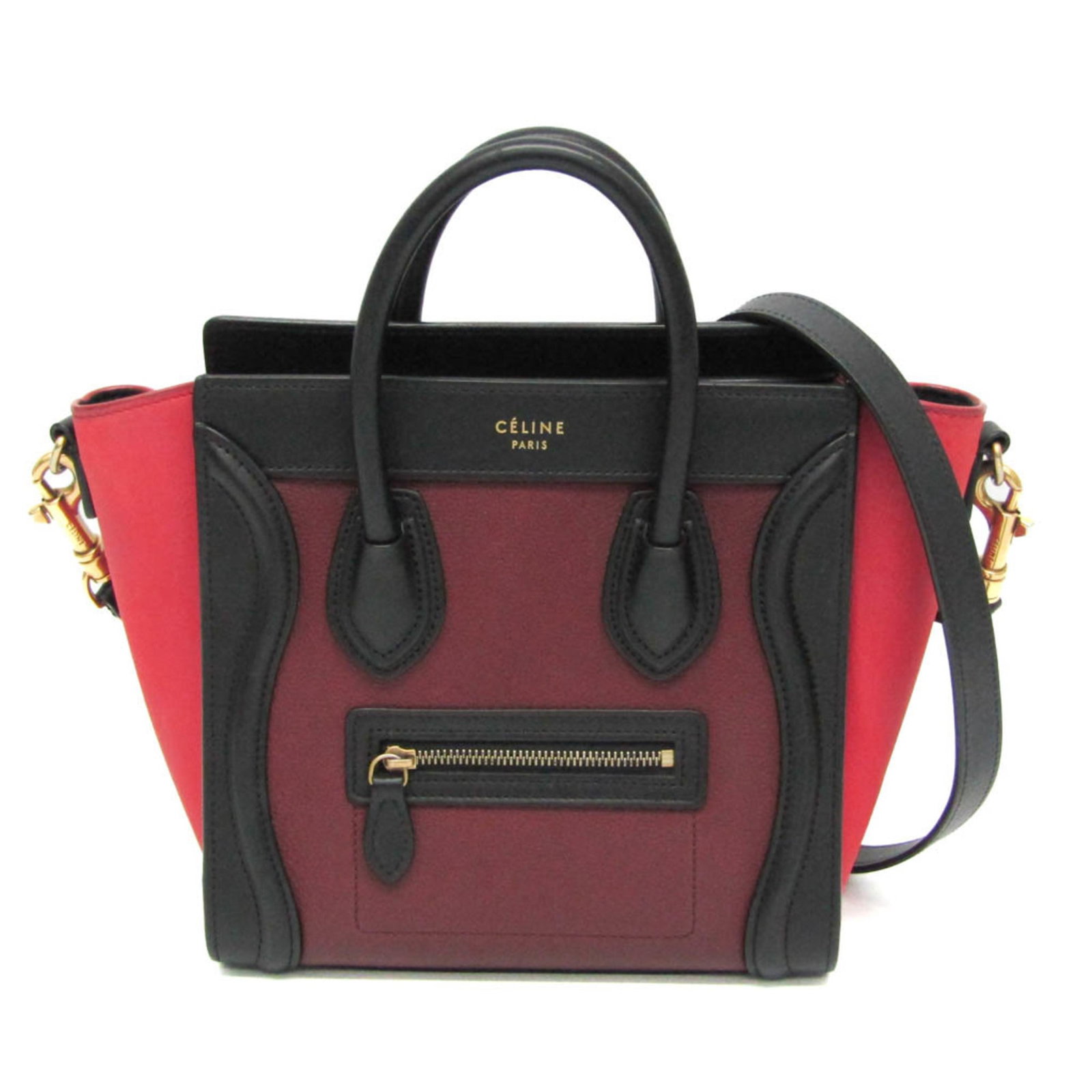 Handbag Leather Shoulder Bag Celine: Handbag Leather Shoulder Bag Celine Black, Bordeaux, or Pink leather Celine Nano shopper shoulder bag, made from high-quality leather and measuring 19cm x 20cm x 9.5cm. This stylish bag features a