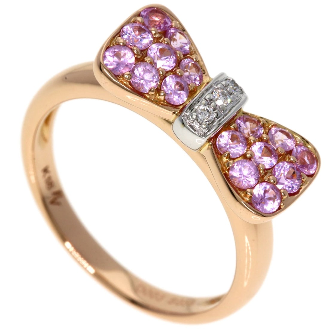 Ponte Vecchio Ribbon Diamond Pink Sapphire Ring K18 Pink Gold: Ponte Vecchio Ribbon Diamond Pink Sapphire Ring K18 Pink Gold K18 pink gold wraps around the finger, complemented by a ribbon design, in this elegant ring featuring a pink sapphire and diamonds. The