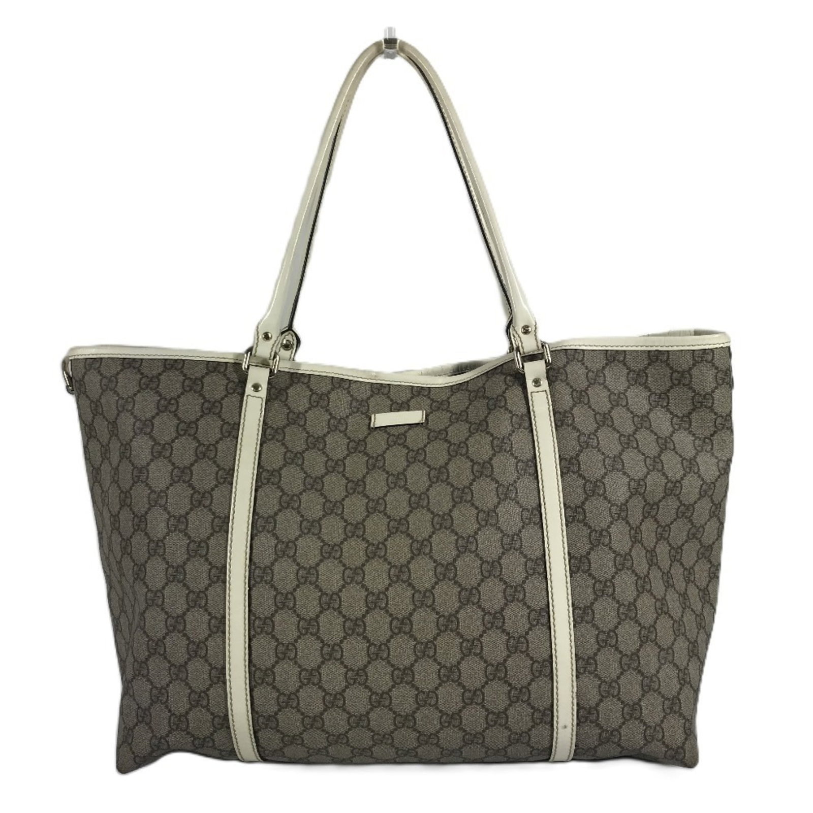 Gucci Shoulder Bag Tote Bag Gg Supreme Canvas Leather: Gucci Shoulder Bag Tote Bag Gg Supreme Canvas Leather Gucci's GG Supreme canvas leather tote bag boasts a sleek, monogrammed design in beige and white. Made from a combination of canvas and leather, t