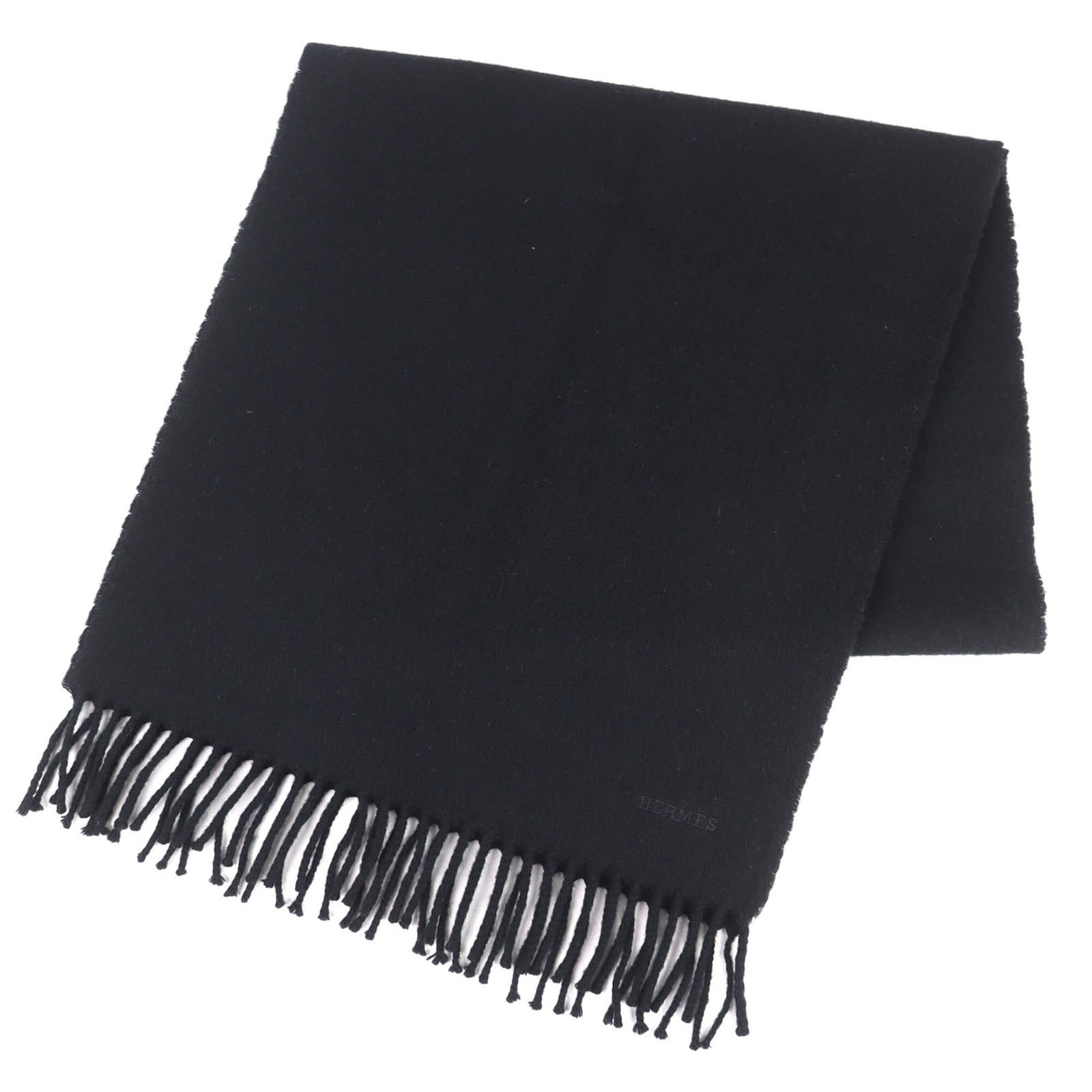Hermes Stole Cashmere: Hermes Stole Cashmere Cashmere stole from the renowned French fashion house Hermes, crafted from 100% luxurious cashmere, boasts a sleek black design. Measuring 1.5m x 39cm, this stole is a statement 