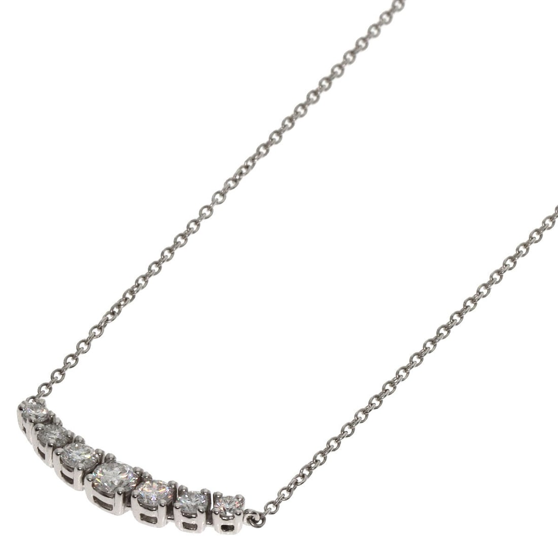 East West Diamond Necklace Platinum Pt950 by Tiffany&Co: East West Diamond Necklace Platinum Pt950 by Tiffany&Co Tiffany&Co.'s East West Diamond Necklace is a striking piece featuring a platinum setting and a total carat weight of D diamonds. The necklace b