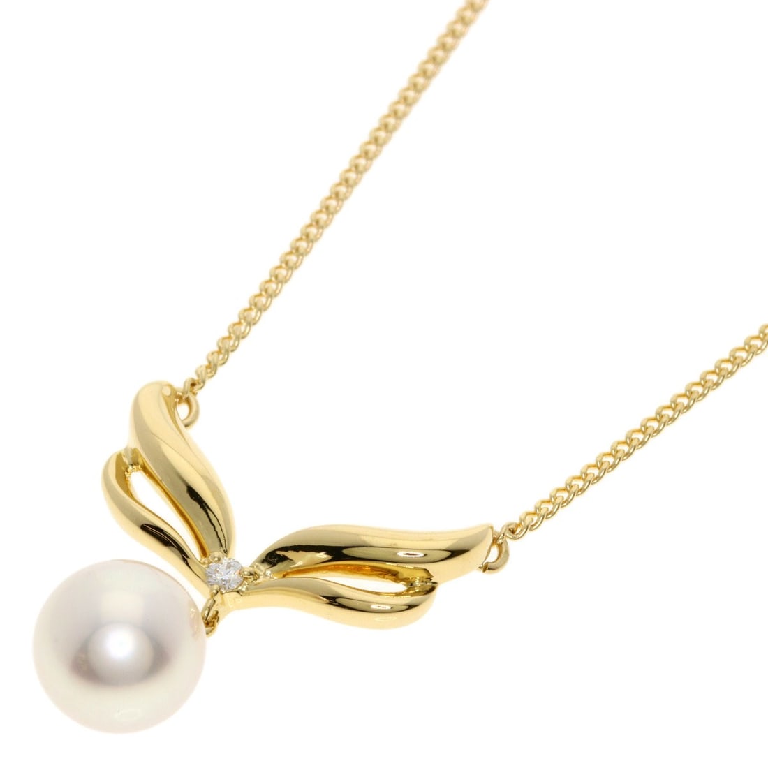 Yellow Gold Necklace K18 Yellow Pearl Diamond Tasaki: Yellow Gold Necklace K18 Yellow Pearl Diamond Tasaki K18 Yellow Gold Necklace with D 0.02ct Yellow Pearl Diamond Tasaki. This 16.3-inch necklace showcases a beautiful D 0.02ct yellow pearl diamond