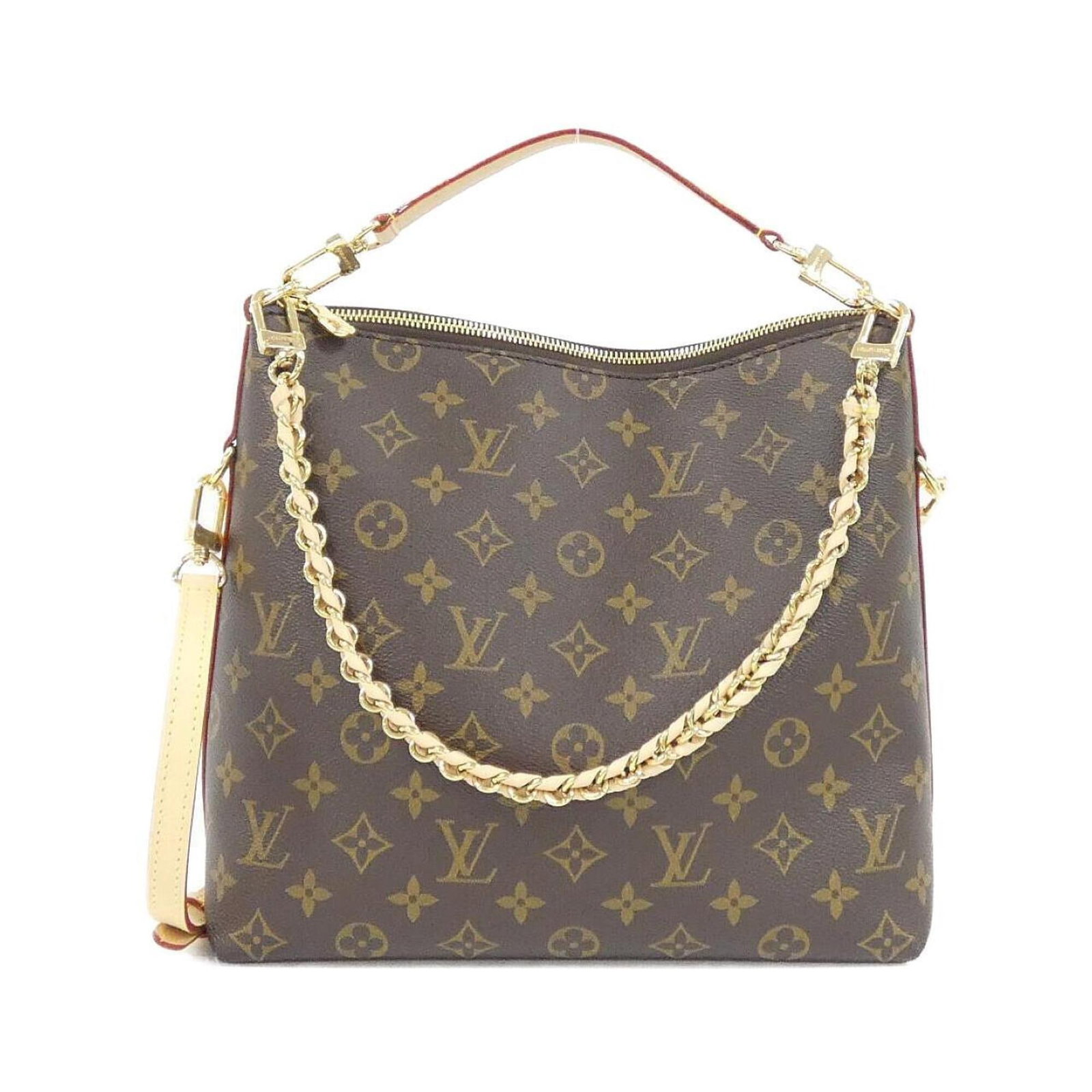 Shoulder Bag Monogram Louis Vuitton: Shoulder Bag Monogram Louis Vuitton Monogrammed with distinctive Louis Vuitton flair, this shoulder bag boasts a classic design in a timeless maroon hue. The iconic monogram pattern adds a touch of so