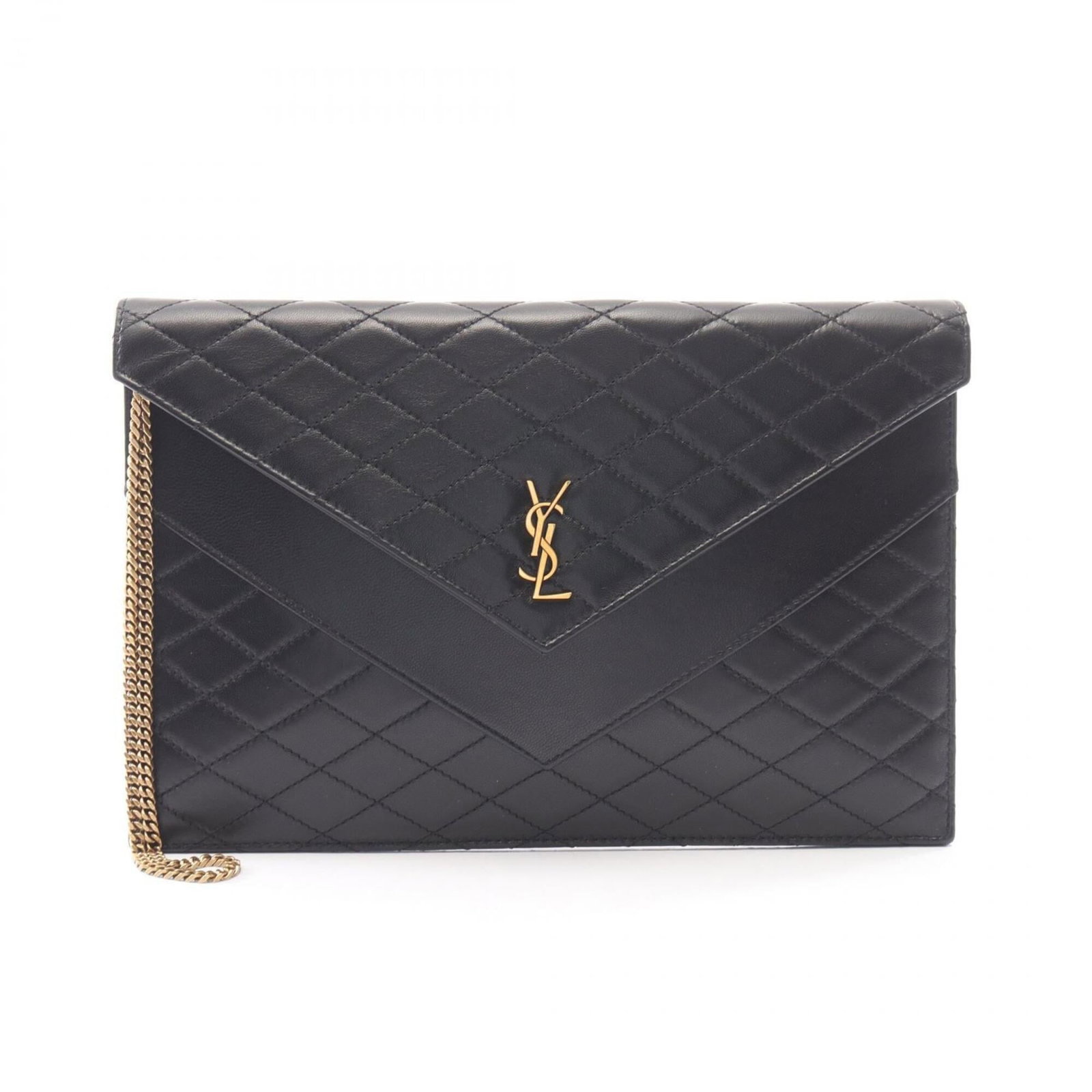 Yves Saint Laurent Handbag Leather Bag Clutch: Yves Saint Laurent Handbag Leather Bag Clutch Black leather Yves Saint Laurent clutch bag with a sleek design and classic style. Made from high-quality leather, this clutch measures 17.5cm x 26cm x