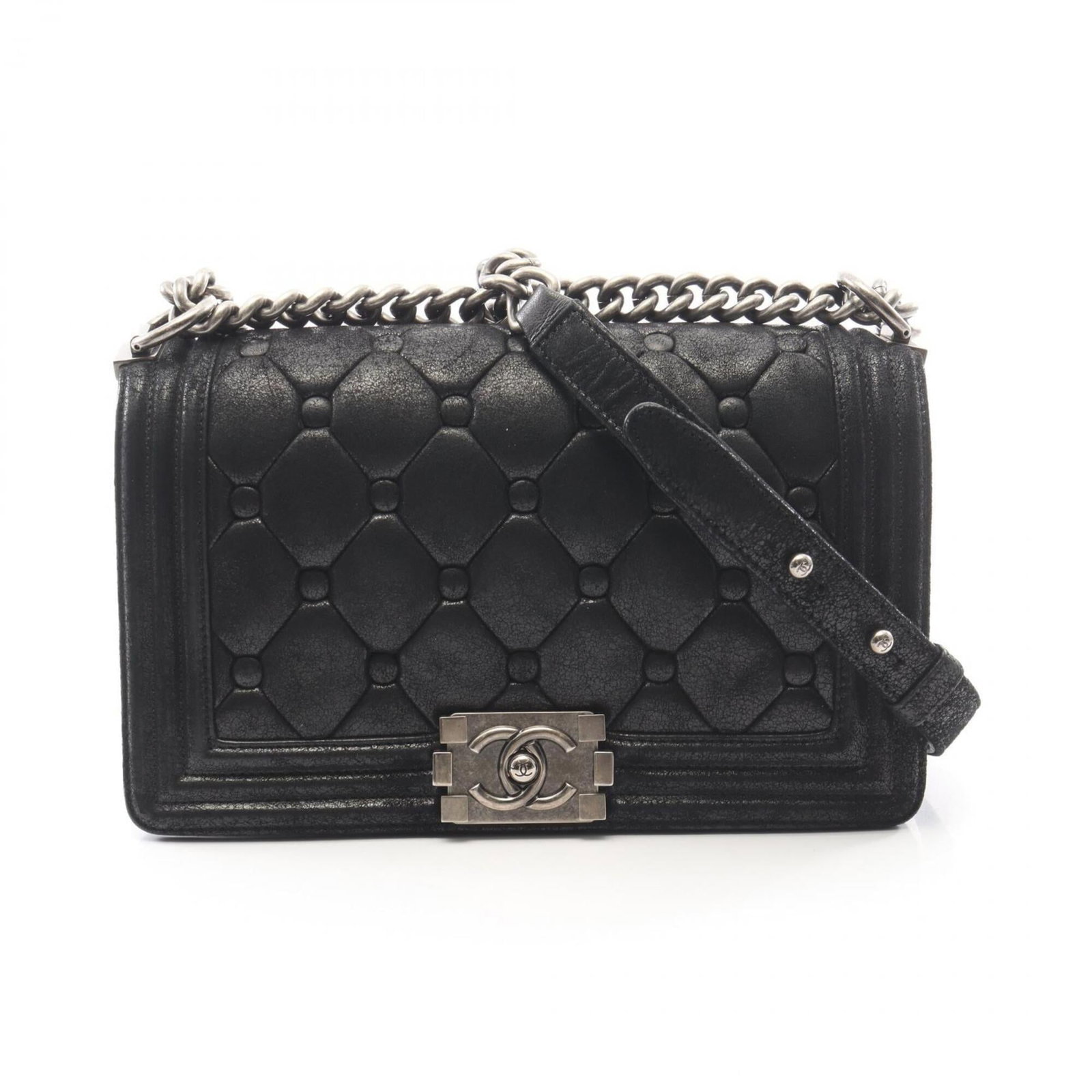 Shoulder Bag Leather Handbag Chanel: Shoulder Bag Leather Handbag Chanel Black leather shoulder bag from Chanel, measuring 14.5cm x 25cm x 7cm. This stylish bag features high-quality leather construction and a classic design. A timeless 