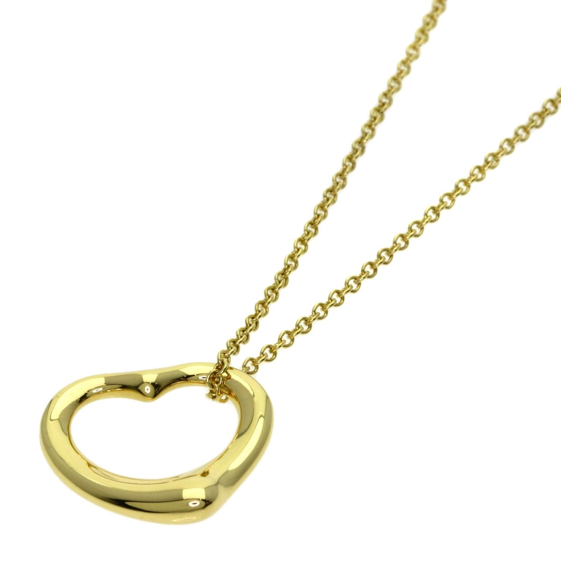 Yellow Gold Necklace Tiffany&Co Open Heart K18: Yellow Gold Necklace Tiffany&Co Open Heart K18 Yellow Gold Necklace Tiffany&Co Open Heart K18K18 yellow gold necklace from Tiffany&Co, featuring an open heart design. This 16.1-inch long necklace show