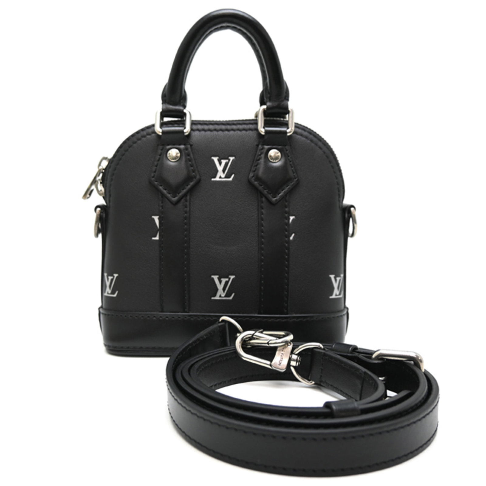 Shoulder Bag Leather Louis Vuitton: Shoulder Bag Leather Louis Vuitton Black Calf Leather Shoulder Bag from Louis Vuitton, measuring 15.5cm x 16cm x 6.5cm, features premium leather construction. The bag's classic design and sleek black