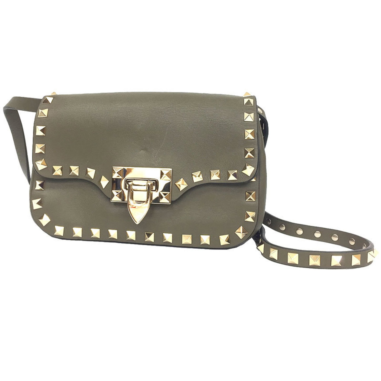 Garavani Leather Shoulder Pochette Valentino: Garavani Leather Shoulder Pochette Valentino Valentino Garavani Leather Shoulder Pochette features a classic khaki color and sleek design, making it a stylish accessory for any occasion. The