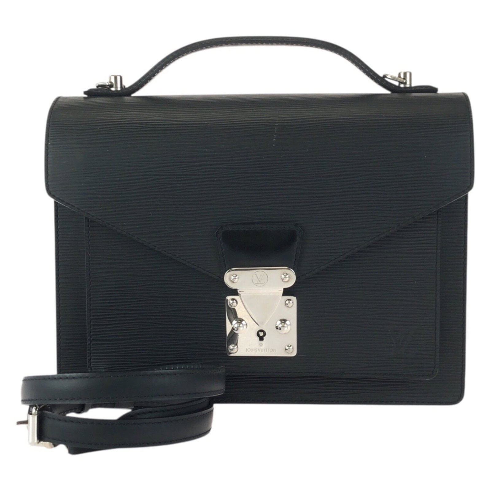 Shoulder Bag Leather Louis Vuitton: Shoulder Bag Leather Louis Vuitton Black Leather Louis Vuitton Shoulder Bag, 20cm x 27.5cm x 7cm, crafted from high-quality leather, features a classic design with a timeless silhouette. The bag's