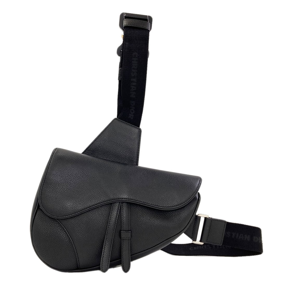 Saddle Body Bag Calf Christian Dior: Saddle Body Bag Calf Christian Dior Saddle Body Bag in Black Calf Leather from Christian Dior. This sleek and sophisticated bag features a classic design with a signature Saddle Body Bag style. Made