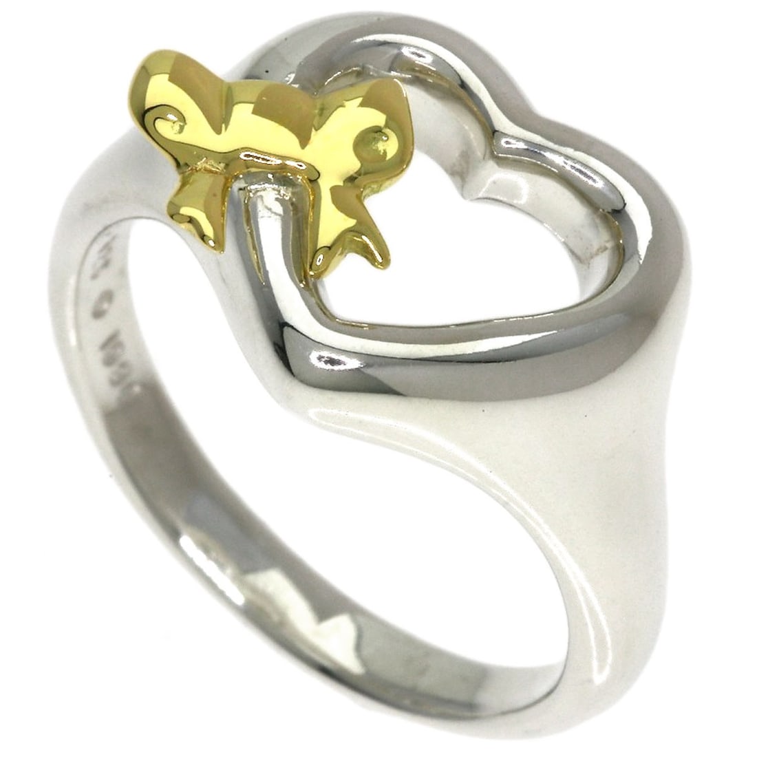 Heart Ribbon Ring Silver 18K Yellow Gold Tiffany&Co: Heart Ribbon Ring Silver 18K Yellow Gold Tiffany&Co Item Specifics: Brand: TIFFANY&Co. Style: Ring Material: Silver Color: Silver Metal: SV Ring Size: 5.75(US) Main Stone: No stone Type: Ring