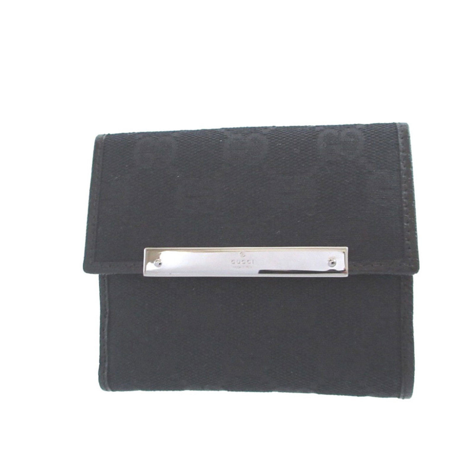 Gucci Wallet Gg Canvas Leather Bi Fold: Gucci Wallet Gg Canvas Leather Bi Fold GG canvas and leather combine in this sleek bi-fold wallet from Gucci, measuring 9cm x 10.5cm x 2cm. The black color and classic design make it a versatile