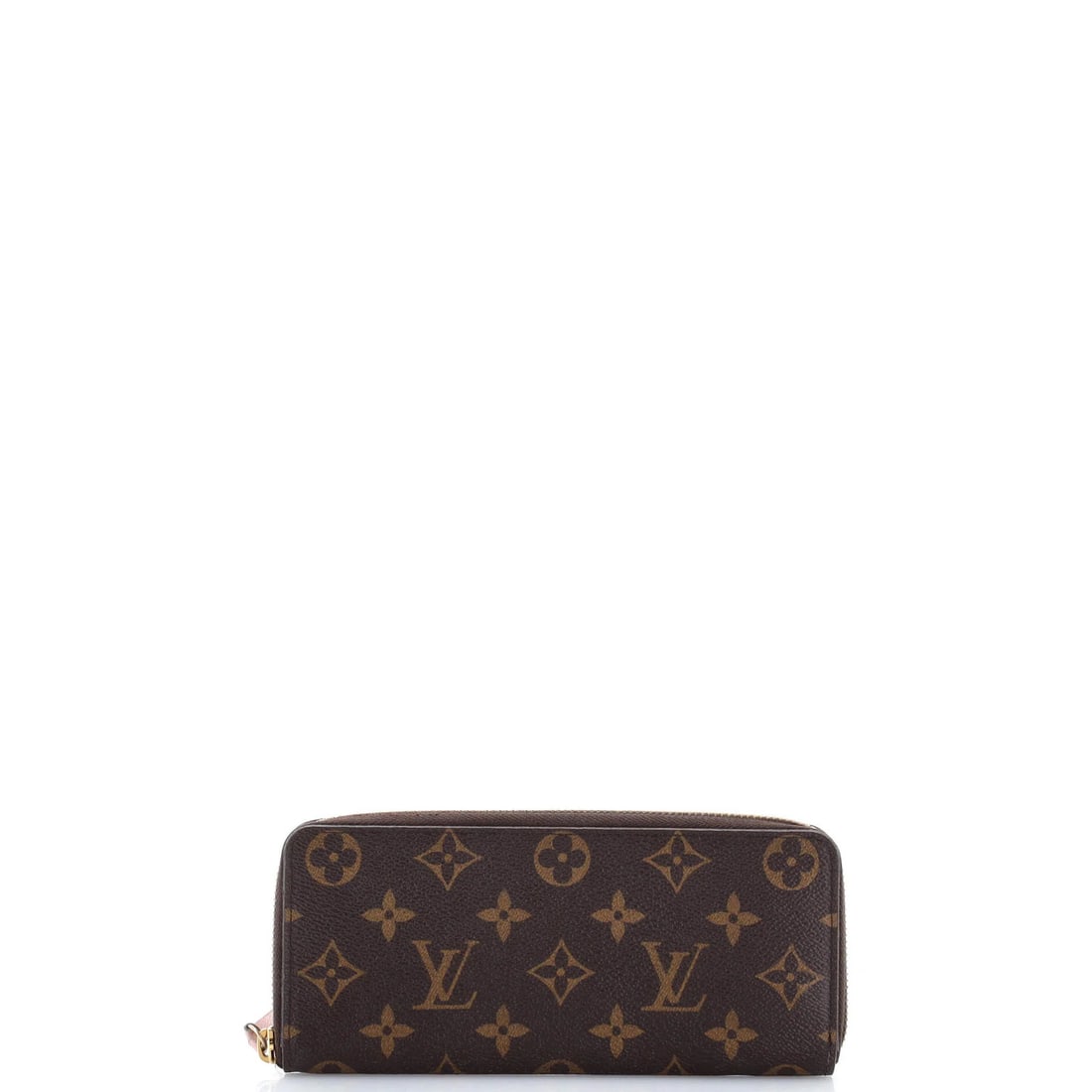 Monogram canvas wallet by Louis Vuitton: Monogram canvas wallet by Louis Vuitton Brown Monogram Canvas Wallet by Louis Vuitton. This Clemence Wallet features a classic monogram canvas exterior with a brown color, complemented by a pink