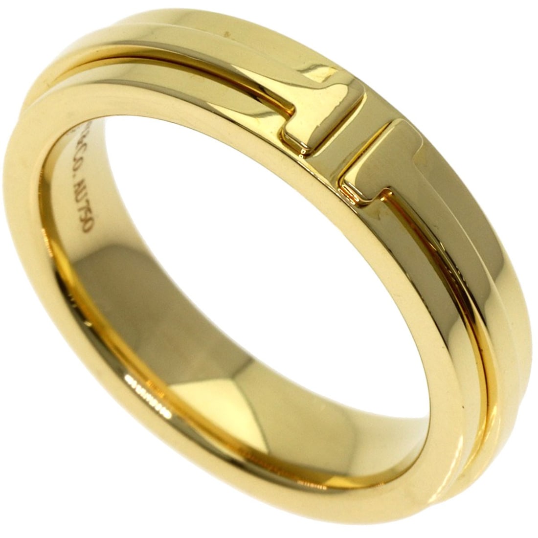 K18 Yellow Gold Tiffany&Co. T Two Ring: K18 Yellow Gold Tiffany&Co. T Two Ring K18 Yellow Gold Tiffany&Co. T Two Ring features a striking gold design, showcasing the brand's signature style. This ring is crafted from high-quality K18 yellow