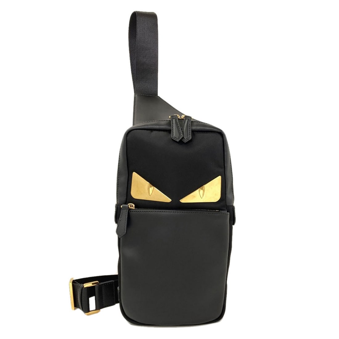 Fendi Body Monster Bag Nylon Leather: Fendi Body Monster Bag Nylon Leather Black Fendi Body Monster Bag made from a combination of Nylon and Leather. The bag features a striking design with a black exterior. Item Specifics: Brand: FENDI S