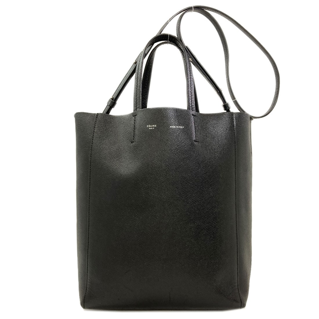 Celine Vertical Cabas 2Way Handbag Calf: Celine Vertical Cabas 2Way Handbag Calf Celine Vertical Cabas 2Way Handbag in black Calf leather. This sleek, 2-way design offers versatility and style, while the high-quality Calf material provides