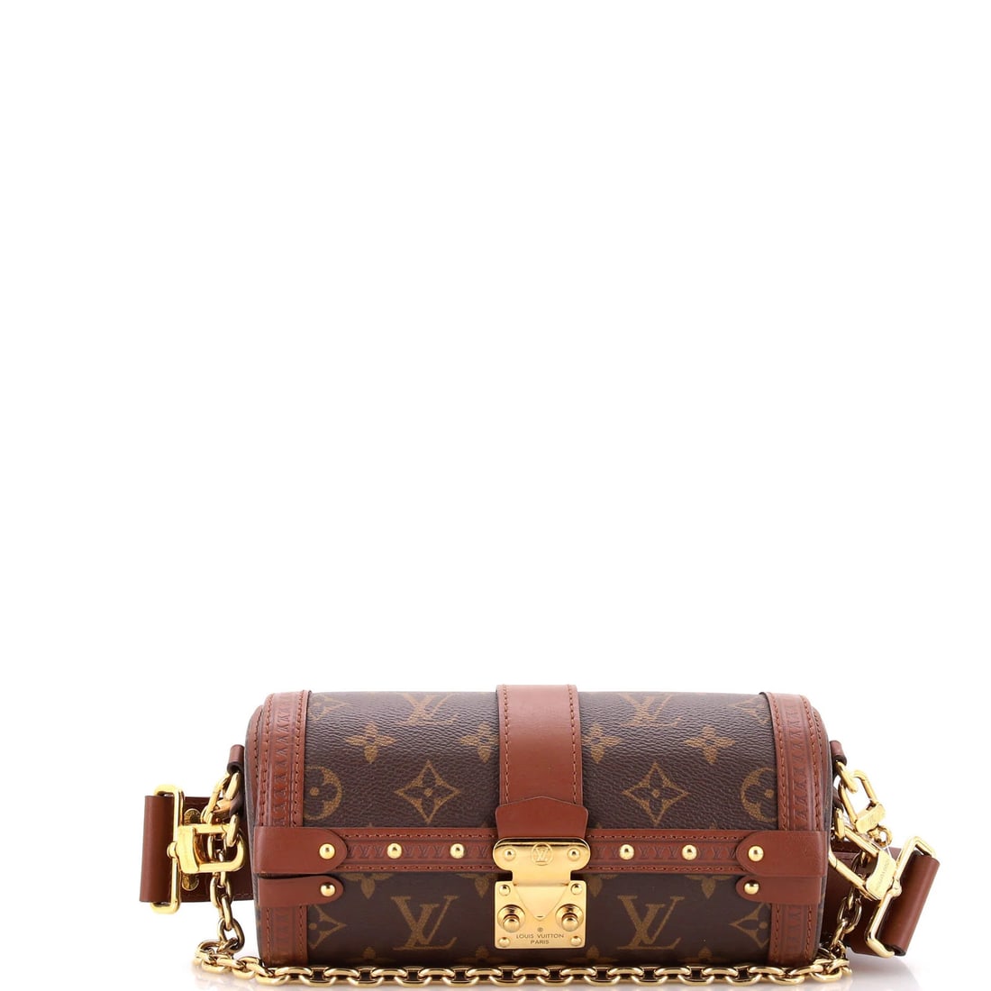 Trunk Bag Monogram Louis Vuitton Papillon: Trunk Bag Monogram Louis Vuitton Papillon Trunk Bag Monogram Louis Vuitton Papillon features a classic brown canvas exterior with a timeless monogram pattern, complemented by gold-tone hardware. This