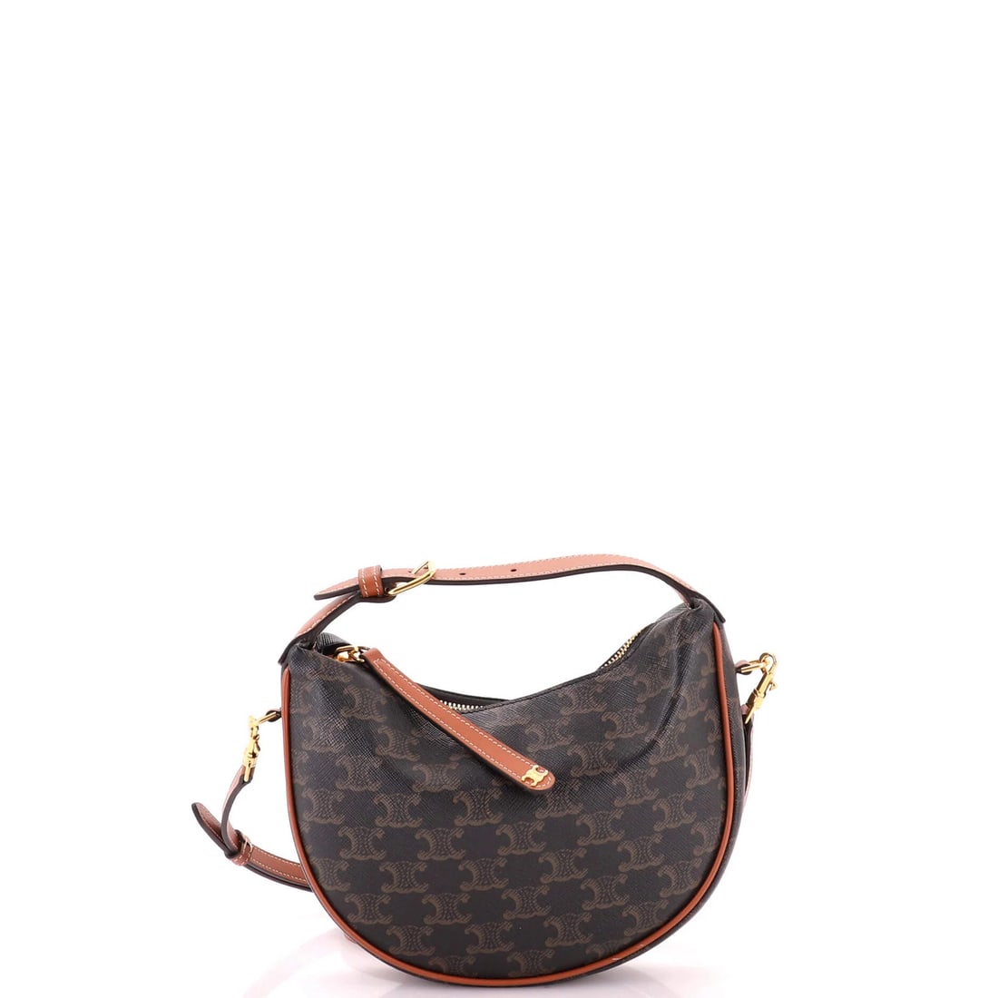 Celine Teen Bag Triomphe Coated Canvas Lulu: Celine Teen Bag Triomphe Coated Canvas Lulu The Celine Teen Bag Triomphe Coated Canvas Lulu boasts a rich, brown exterior made from canvas coated leather, adding a touch of sophistication to any