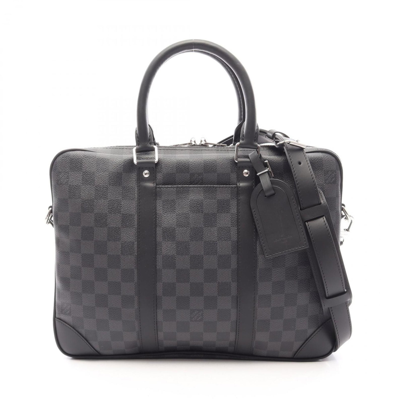 Pvc Leather Louis Vuitton Briefcase Handbag: Pvc Leather Louis Vuitton Briefcase Handbag PVC Leather Louis Vuitton Briefcase Handbag is made from PVC and features a combination of PVC and Leather materials. The black color and dimensions of
