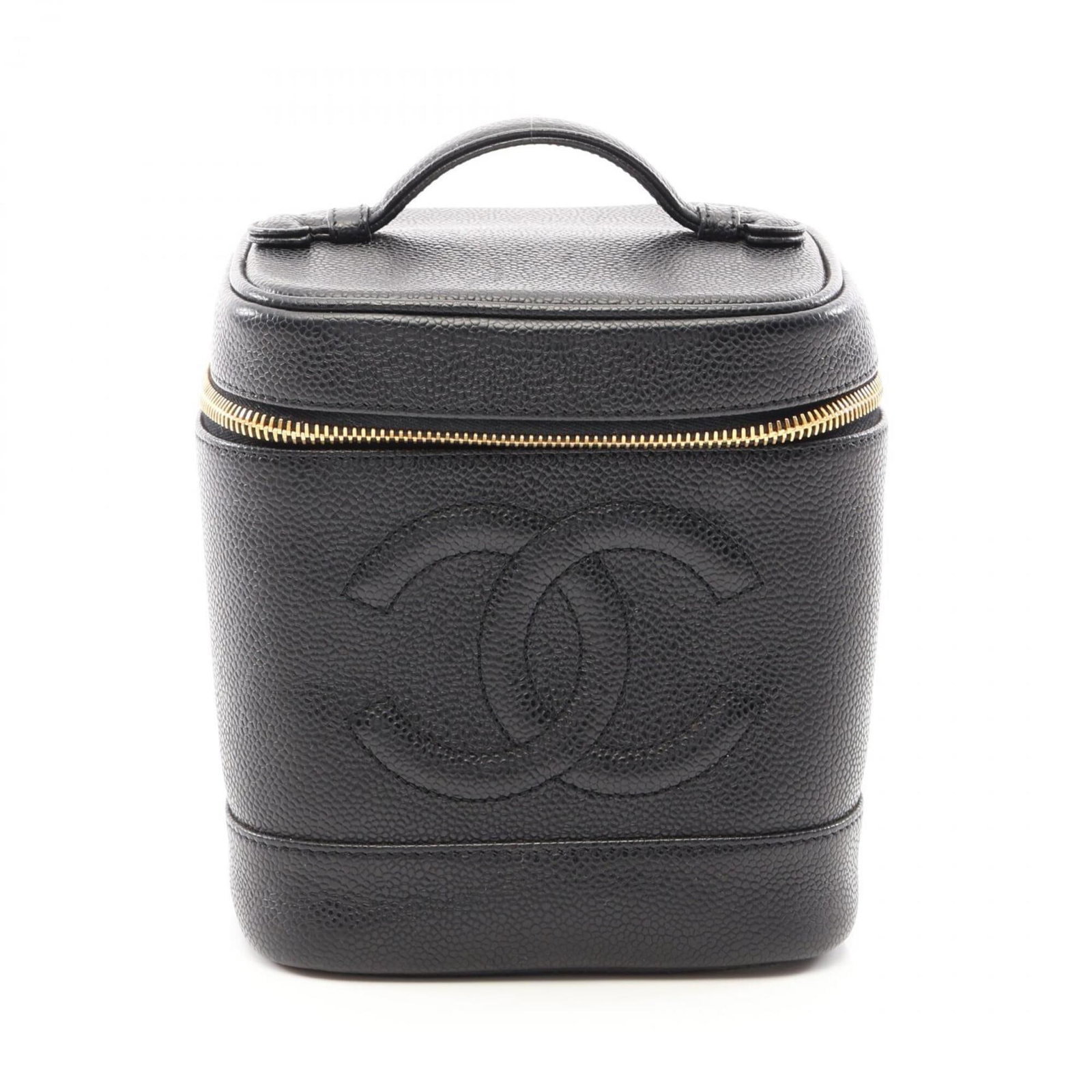 Calfskin Handbag Chanel: Calfskin Handbag Chanel Grained Calfskin Handbag in Black. This Chanel handbag features a classic design with a 17cm x 15cm x 12cm size, made from high-quality Grained Calfskin material. The sleek