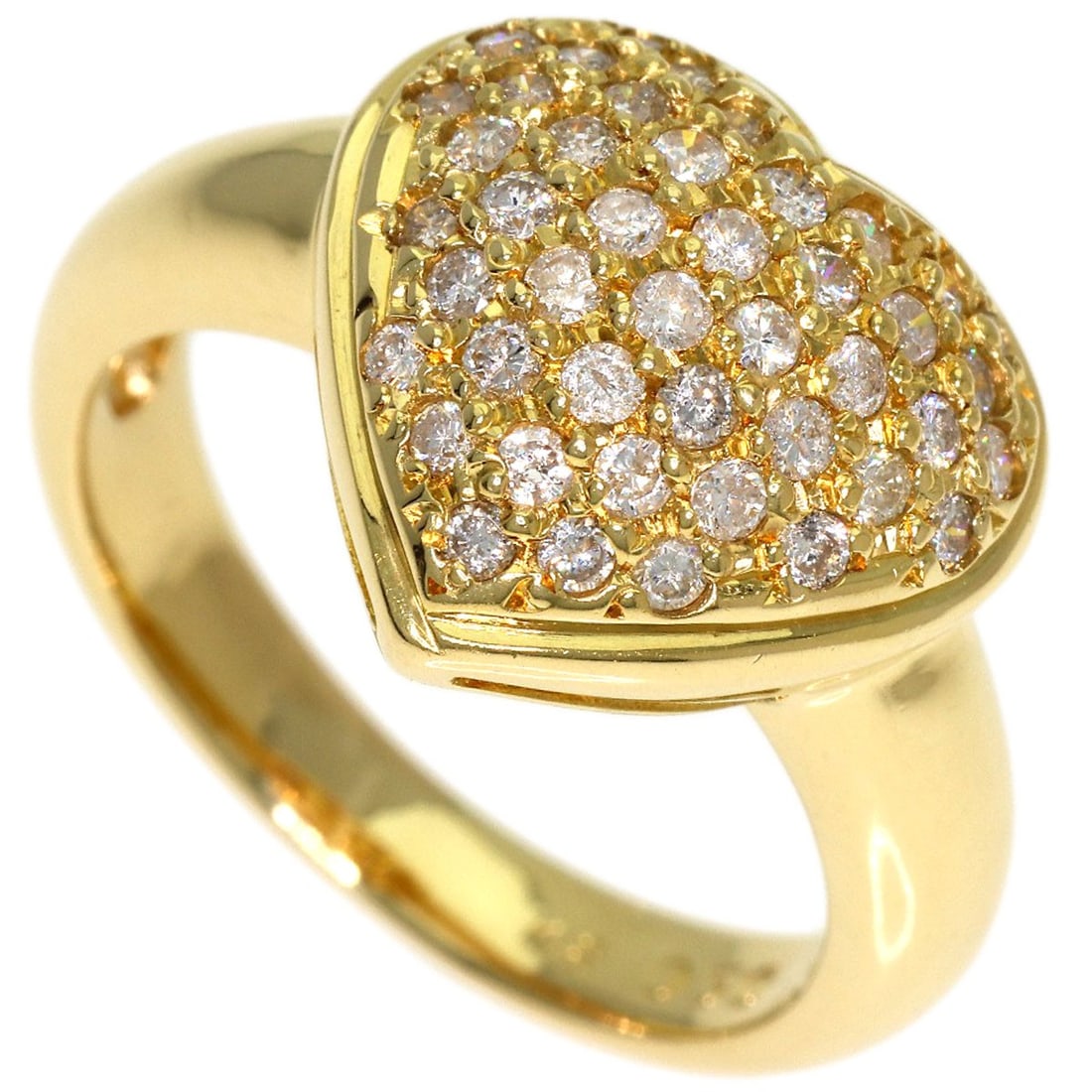0.5Ct Diamond Heart Motif Ring K18 Yellow Gold 5.6G: 0.5Ct Diamond Heart Motif Ring K18 Yellow Gold 5.6G K18 Yellow Gold 0.5ct Diamond Heart Motif Ring features a delicate diamond heart motif, set in 5.6g of high-quality K18 yellow gold. The ring