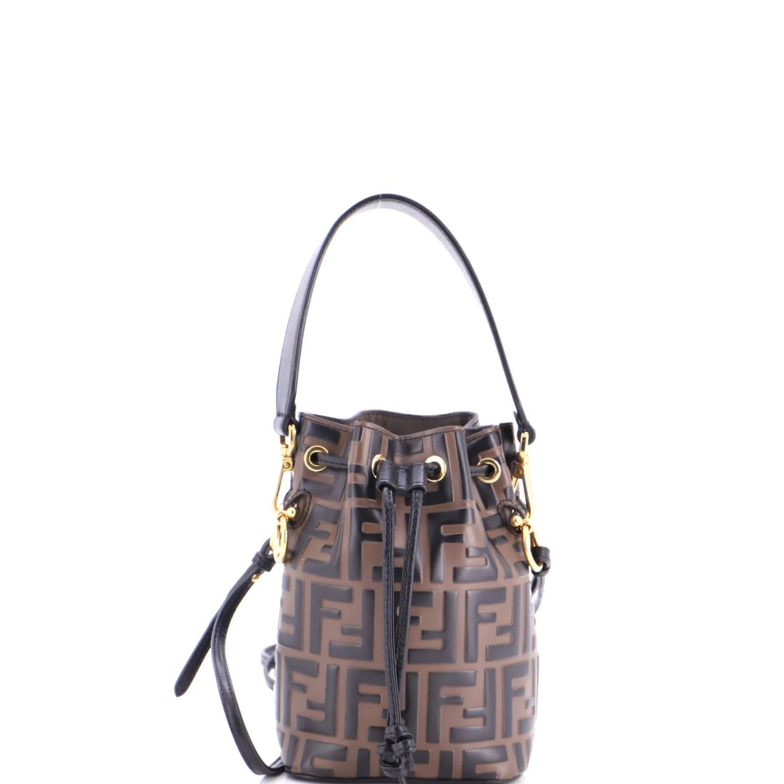 Mon Tresor Bucket Bag Zucca Embossed Leather Mini Fendi: Mon Tresor Bucket Bag Zucca Embossed Leather Mini Fendi The Mon Tresor Bucket Bag Zucca Embossed Leather Mini Fendi is a unique, brown leather mini bag featuring a distinctive Zucca embossed design.