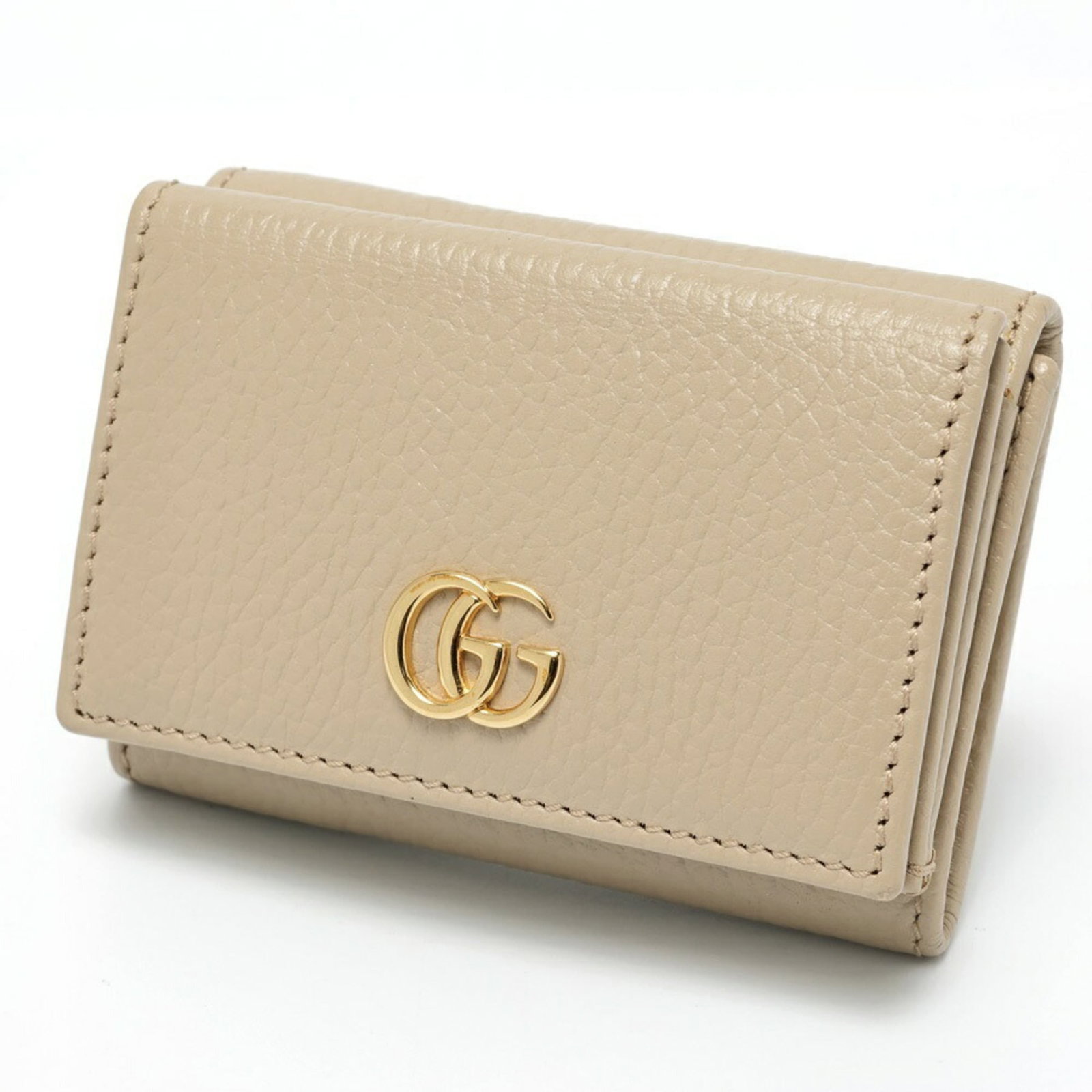 Gucci Wallet (Tri-Fold) Leather: Gucci Wallet (Tri-Fold) Leather Gucci's iconic tri-fold leather wallet is a timeless classic, crafted from high-quality beige and yellow leather. Measuring 7cm x 9.5cm x 3cm, this stylish accessory