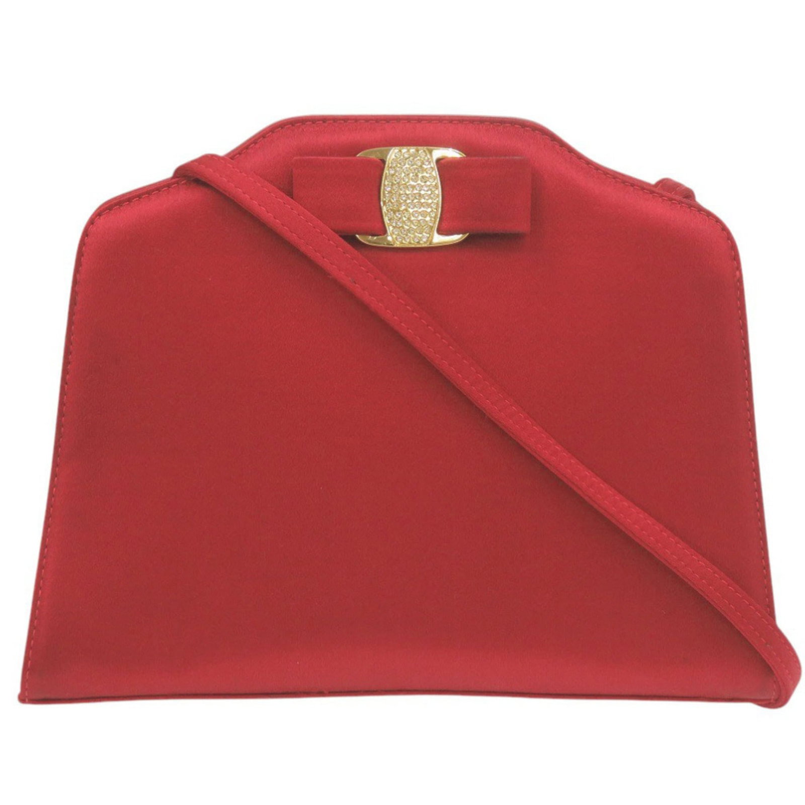 Ferragamo Satin Shoulder Bag Salvatore: Ferragamo Satin Shoulder Bag Salvatore Satin shoulder bag from Salvatore Ferragamo, crafted in Italy, features a striking red color and sleek design. Measuring 17cm x 22cm x 6cm, this elegant bag is