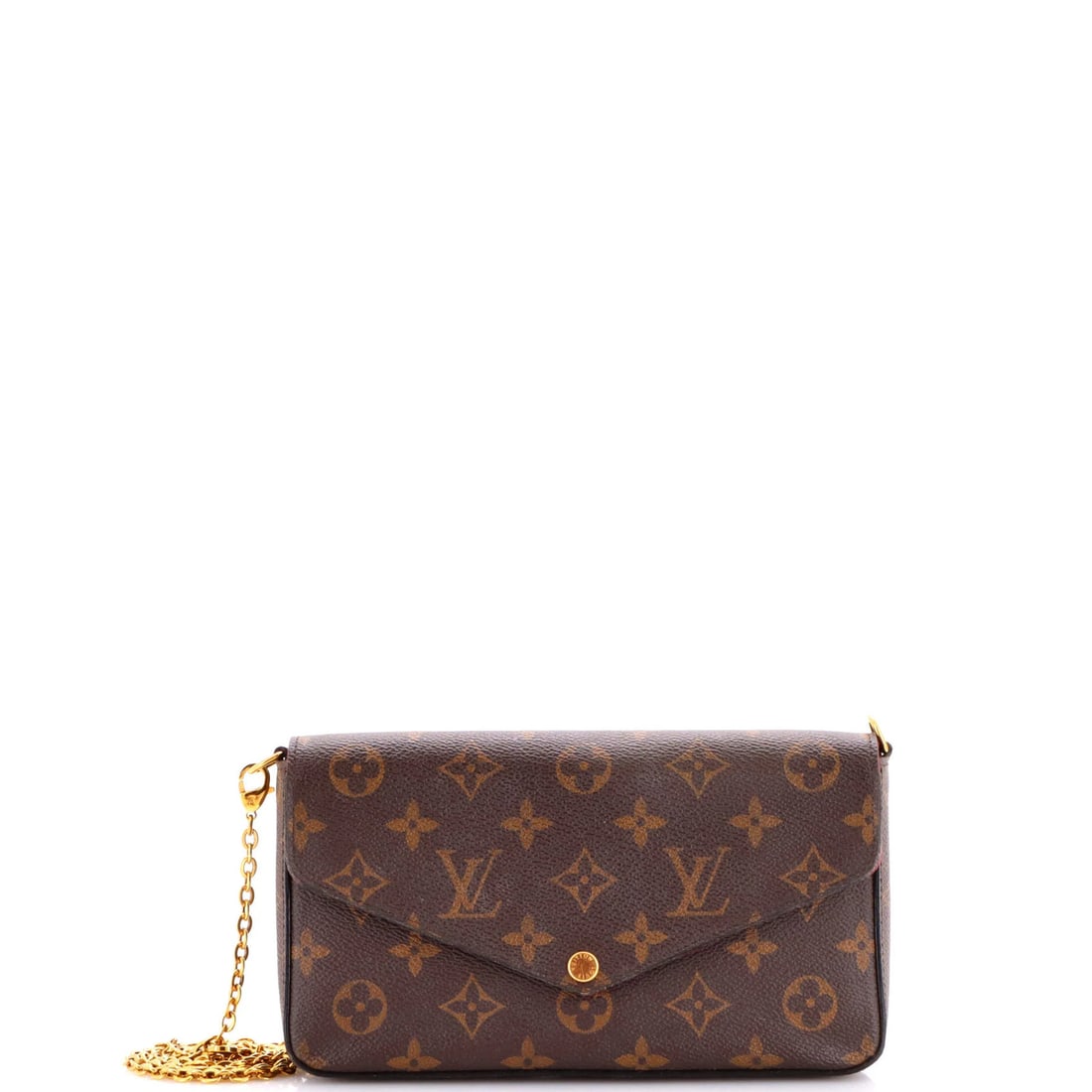 Monogram Pochette Canvas Vuitton Felicie Louis: Monogram Pochette Canvas Vuitton Felicie Louis The Louis Vuitton Felicie Pochette Monogram Canvas Vuitton is a stylish cross body bag with a classic design. Measuring 4.5" tall and 8" wide, this