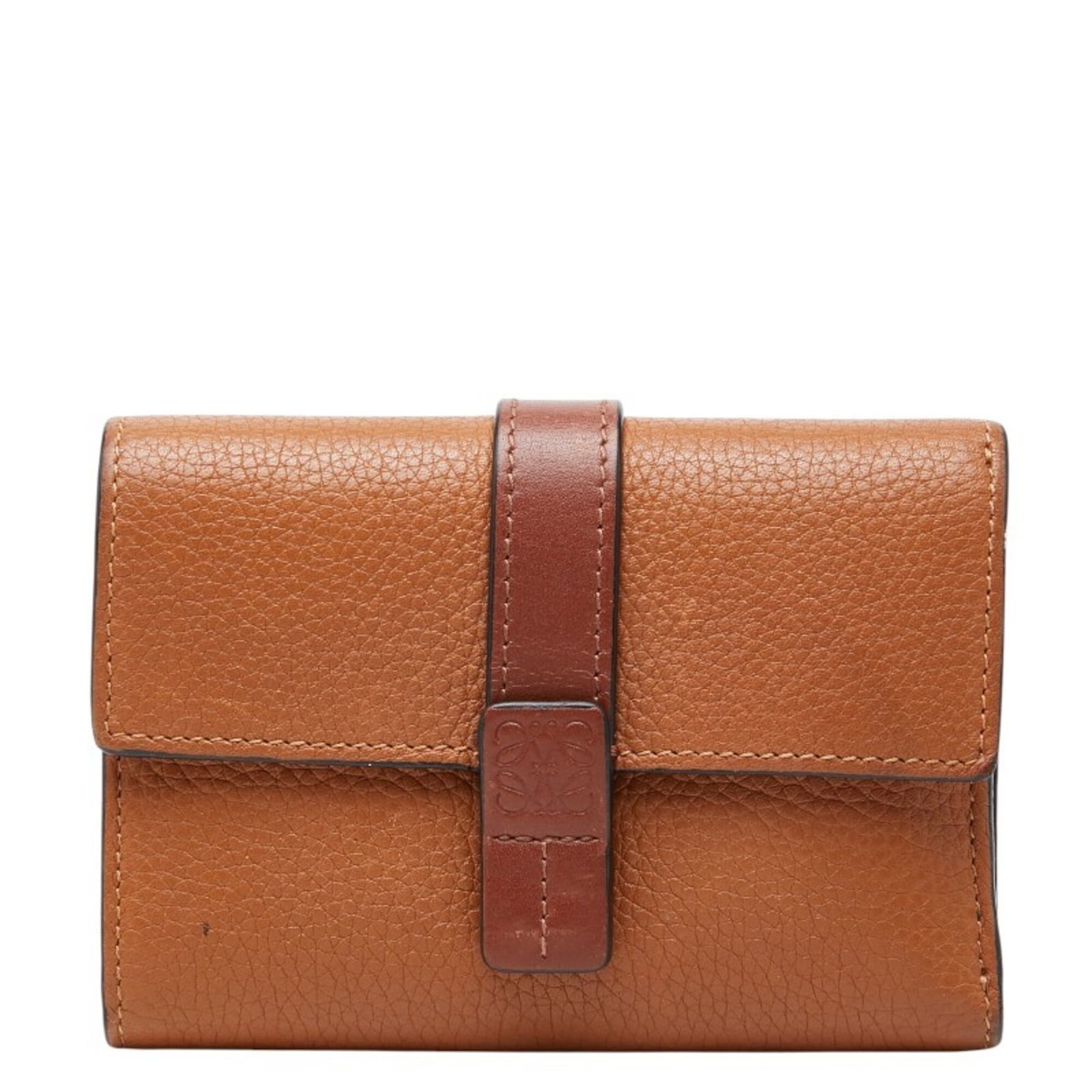 Loewe Wallet (Tri-Fold) Leather: Loewe Wallet (Tri-Fold) Leather Tri-fold leather wallet from Loewe, crafted with high-quality leather and measuring 8.3cm x 11.8cm x 1.5cm. This classic design features a timeless tri-fold layout, per