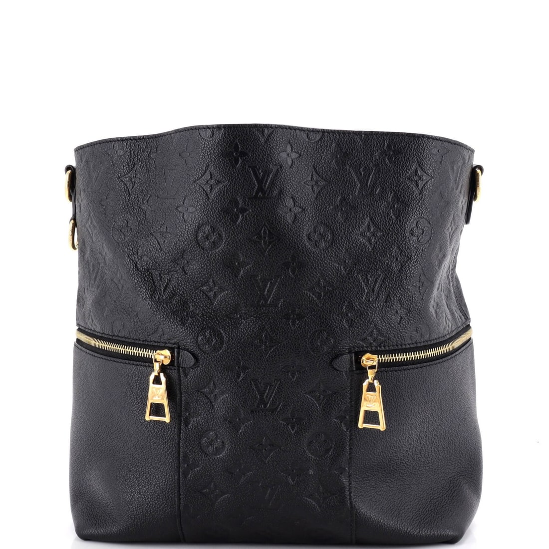 Monogram Empreinte Leather Handbag Louis Vuitton: Monogram Empreinte Leather Handbag Louis Vuitton Black Monogram Empreinte Leather Hobos Handbag with Gold Hardware, featuring a classic Louis Vuitton design and signature embossing, measures 15" tall
