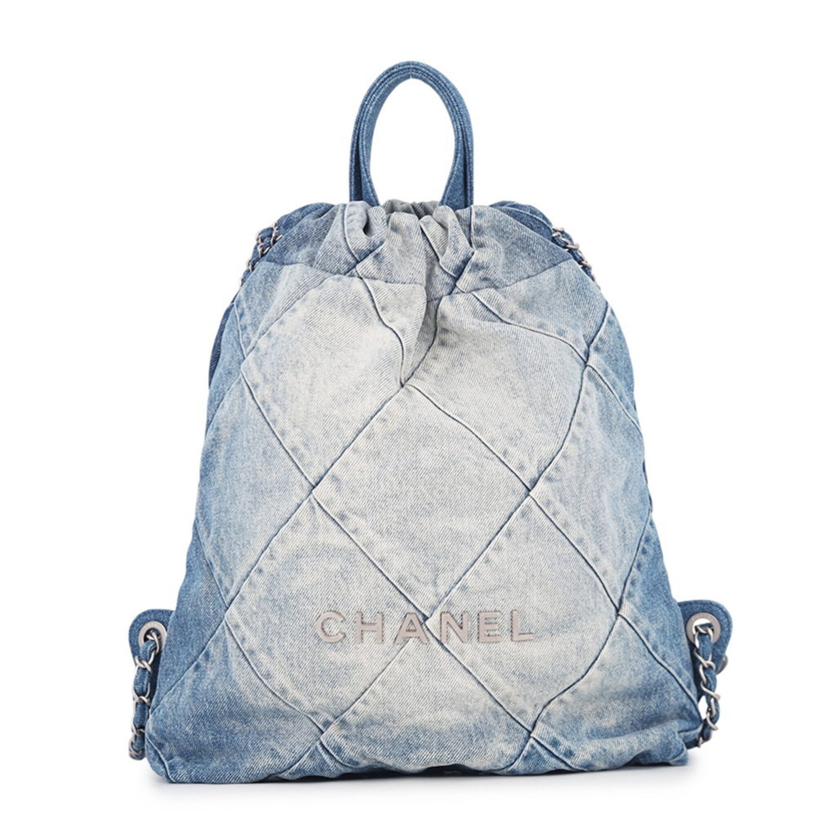 Denim Handbag Chanel: Denim Handbag Chanel Denim Handbag from Chanel, crafted in Italy, features a striking blue hue and measures 36cm x 28cm x 8.5cm. This unique denim handbag boasts a distinctive design, making it a