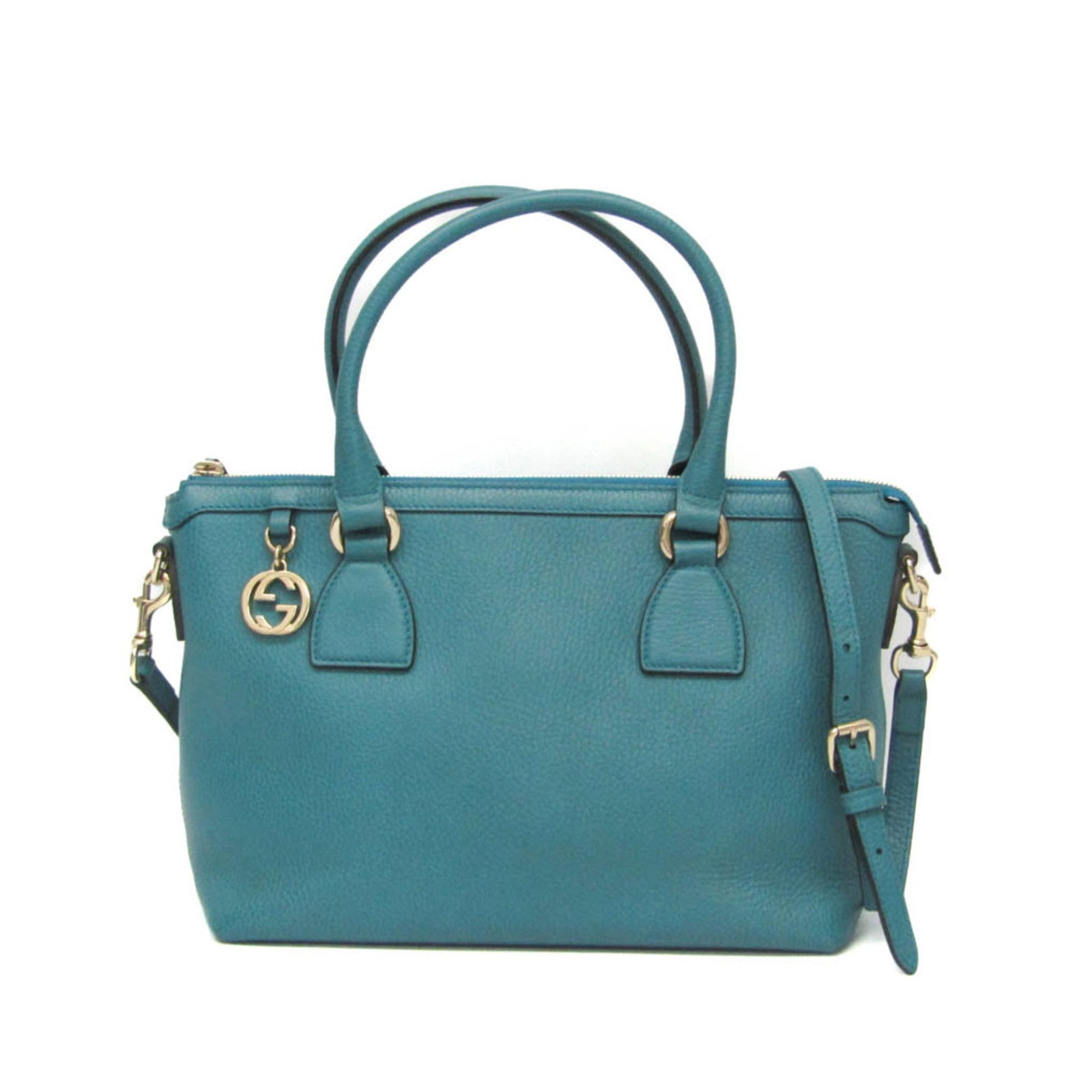Shoulder Bag Leather Handbag Gucci: Shoulder Bag Leather Handbag Gucci Blue Gucci Interlocking G Shoulder Bag with Leather Material, Zipper Pocket, and Open Pocket, Measuring 23cm x 30cm x 12cm, and Featuring a 44cm Handle and