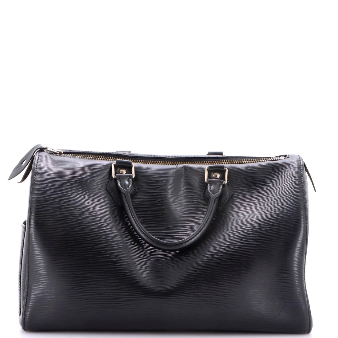 Speedy Handbag Epi Leather Louis Vuitton 35: Speedy Handbag Epi Leather Louis Vuitton 35 The Speedy Handbag Epi Leather Louis Vuitton 35 features a classic top handle design and a timeless black exterior. With its 35cm size and silver hardware,