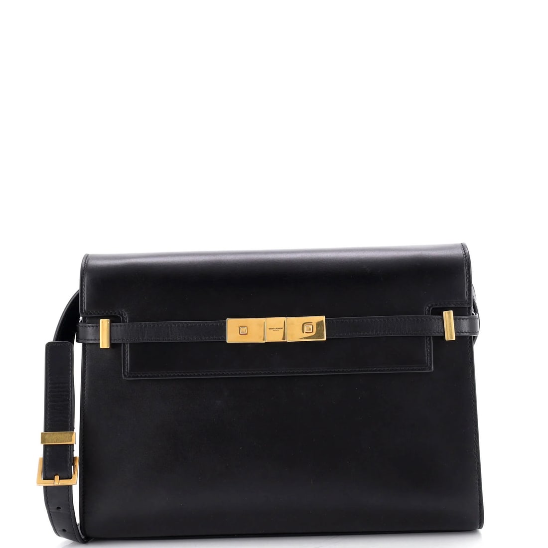 Saint Laurent Manhattan Shoulder Bag Leather Medium: Saint Laurent Manhattan Shoulder Bag Leather Medium The Saint Laurent Manhattan Shoulder Bag Leather Medium is a sleek and sophisticated medium-sized leather shoulder bag with an aged gold hardware