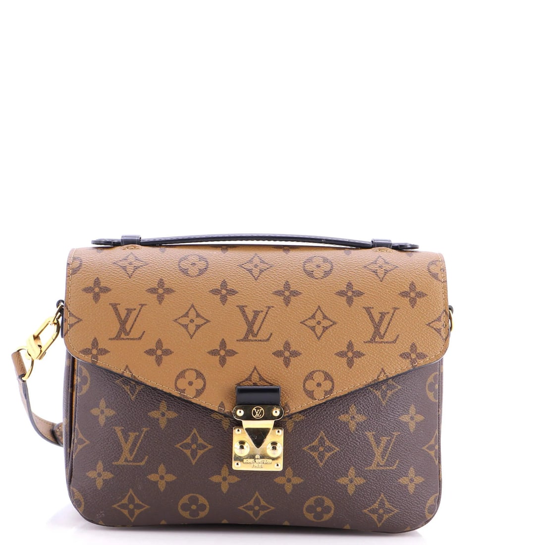 Monogram Reverse Canvas Pochette Louis Vuitton: Monogram Reverse Canvas Pochette Louis Vuitton This Louis Vuitton Monogram Reverse Canvas Pochette is a stylish cross body bag with a classic design. Featuring a brown canvas exterior with a gold