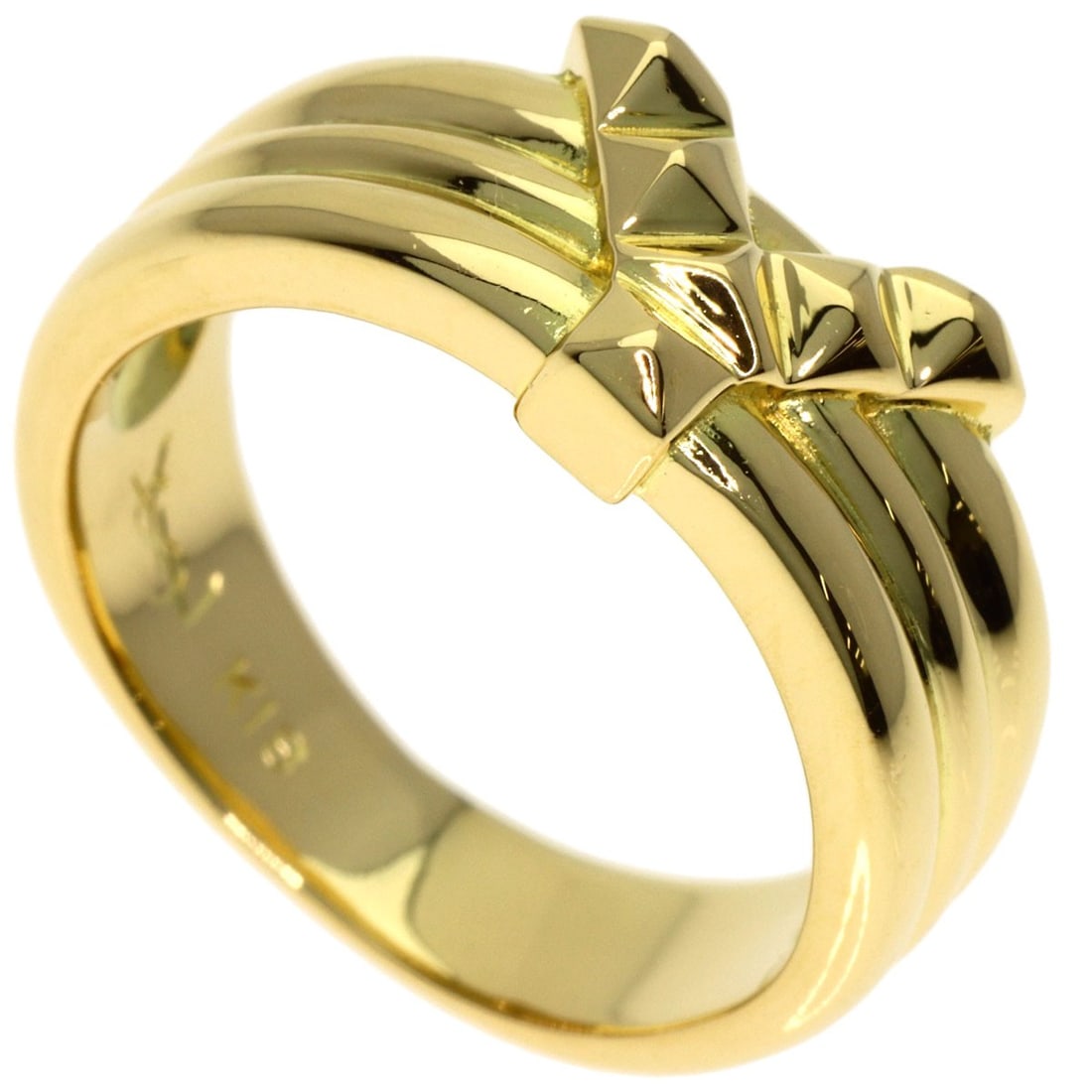 Yves Saint Laurent Y Motif K18 Yellow Gold Ring: Yves Saint Laurent Y Motif K18 Yellow Gold Ring K18 Yellow Gold Ring from Yves Saint Laurent's Y Motif Collection. This 5(US) ring features a signature from the renowned French fashion house,