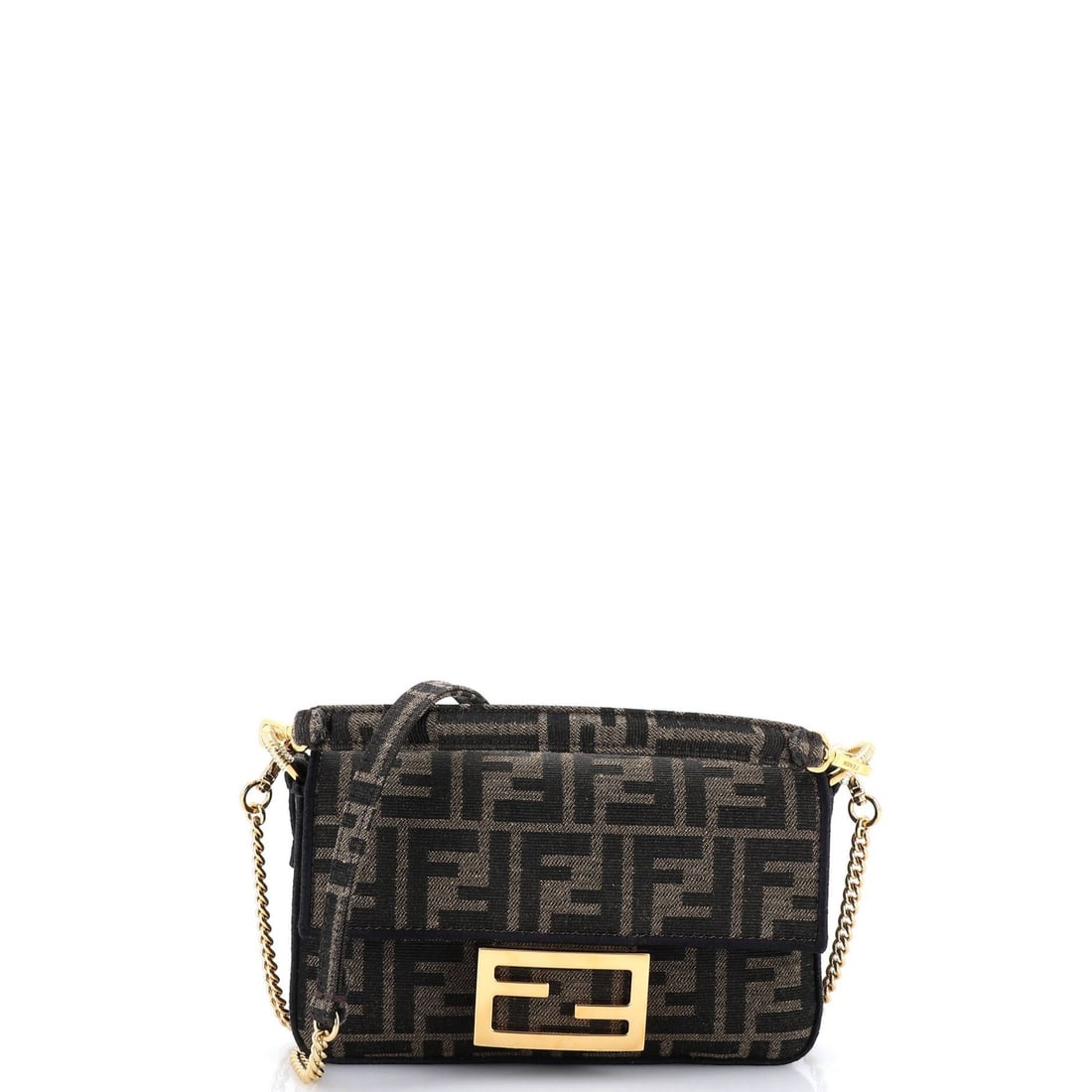 Fendi NM Bag Baguette Zucca Mini: Fendi NM Bag Baguette Zucca Mini The Fendi Baguette Zucca Mini is a stylish and compact cross-body bag made from high-quality canvas. Its brown exterior and interior provide a timeless and versatile