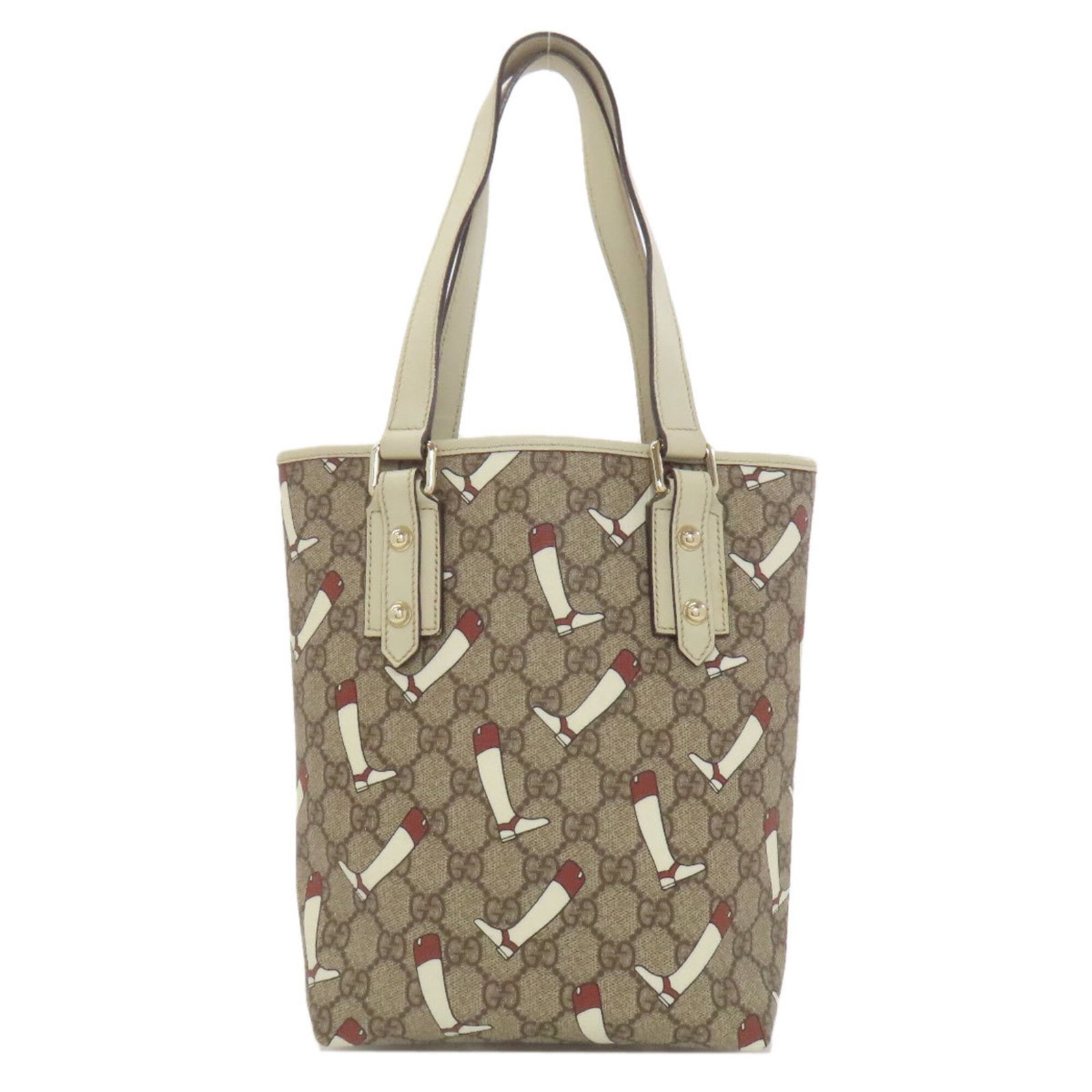 Gucci Handbag Pvc: Gucci Handbag Pvc This Gucci handbag is made from high-quality PVC material and features a classic brown and white color combination. Measuring 25cm x 26cm x 10cm, it has a sleek and modern design