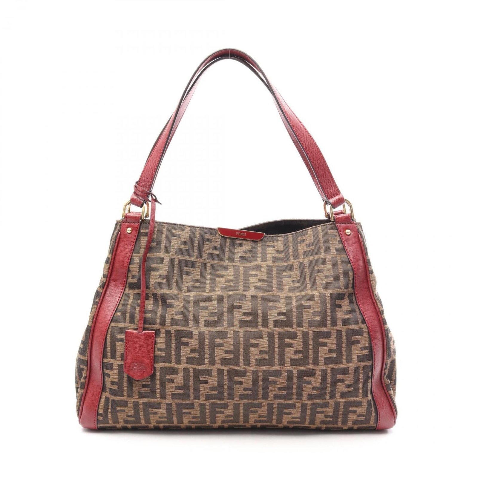 Canvas leather Fendi bag tote: Canvas leather Fendi bag tote Canvas leather Fendi bag tote in Bordeaux and Brown, featuring a unique canvas and leather combination. The bag measures 28cm x 39cm x 14cm and has a stylish Bordeaux and
