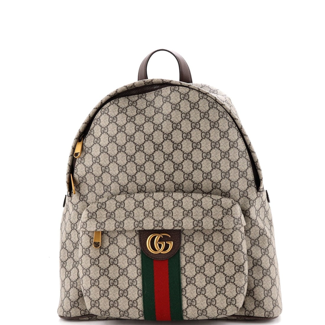 Canvas GG Coated Medium Front Pocket Backpack Gucci Ophidia: Canvas GG Coated Medium Front Pocket Backpack Gucci Ophidia Canvas GG Coated Medium Front Pocket Backpack Gucci Ophidia boasts a classic brown exterior with minor creases, while its interior features 
