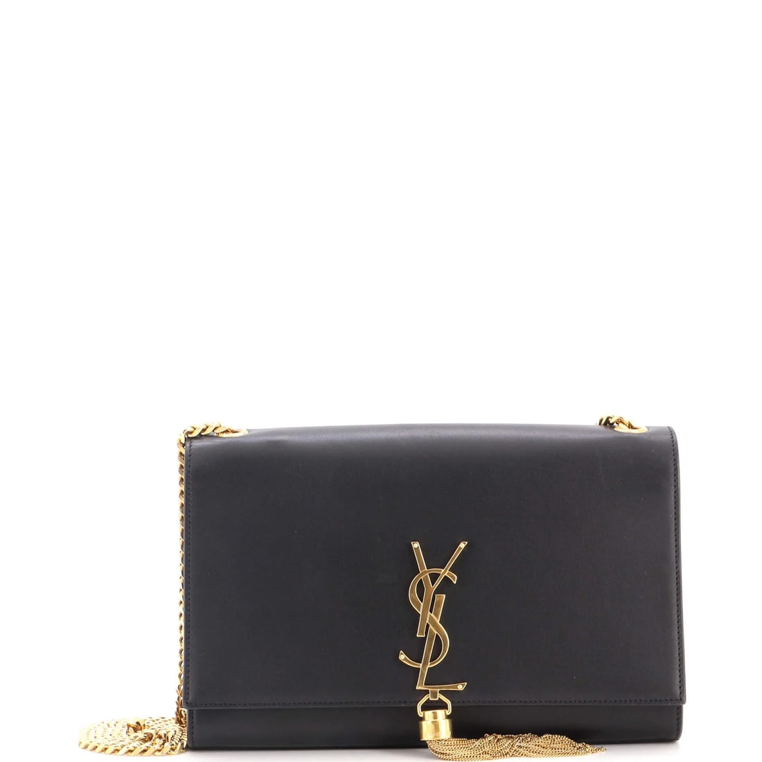 Monogram Leather Classic Medium Crossbody Tassel Bag Saint Laurent: Monogram Leather Classic Medium Crossbody Tassel Bag Saint Laurent Black leather Classic Monogram Tassel Crossbody Bag with gold hardware, featuring a medium size and suede interior. The bag boasts a