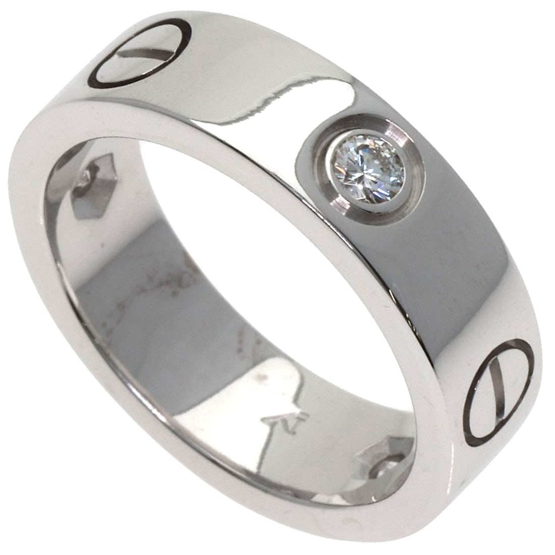 Ring Cartier K18 White Gold Half Diamond Love #51: Ring Cartier K18 White Gold Half Diamond Love #51 K18 White Gold Half Diamond Ring from Cartier. This elegant ring features a half diamond set in a K18 white gold setting, with a ring size of 5.75(US)