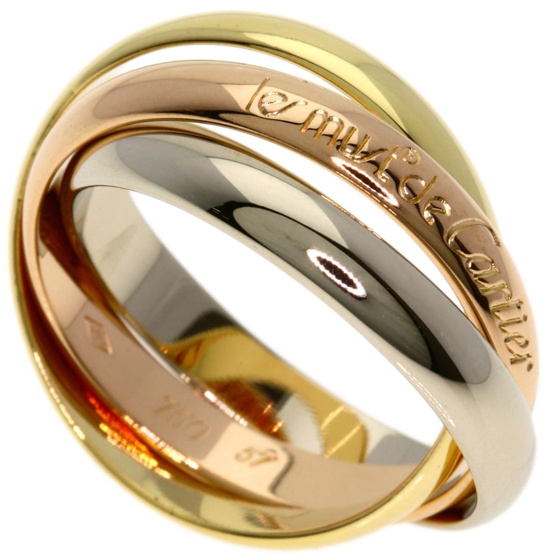 Yellow Gold K18 Trinity Cartier Ring #57 18K Pink: Yellow Gold K18 Trinity Cartier Ring #57 18K Pink K18 Yellow Gold Cartier Ring #57 18K Pink features a unique gold metal design with no stone. The ring's purity is K18, a high-purity gold alloy. Item 