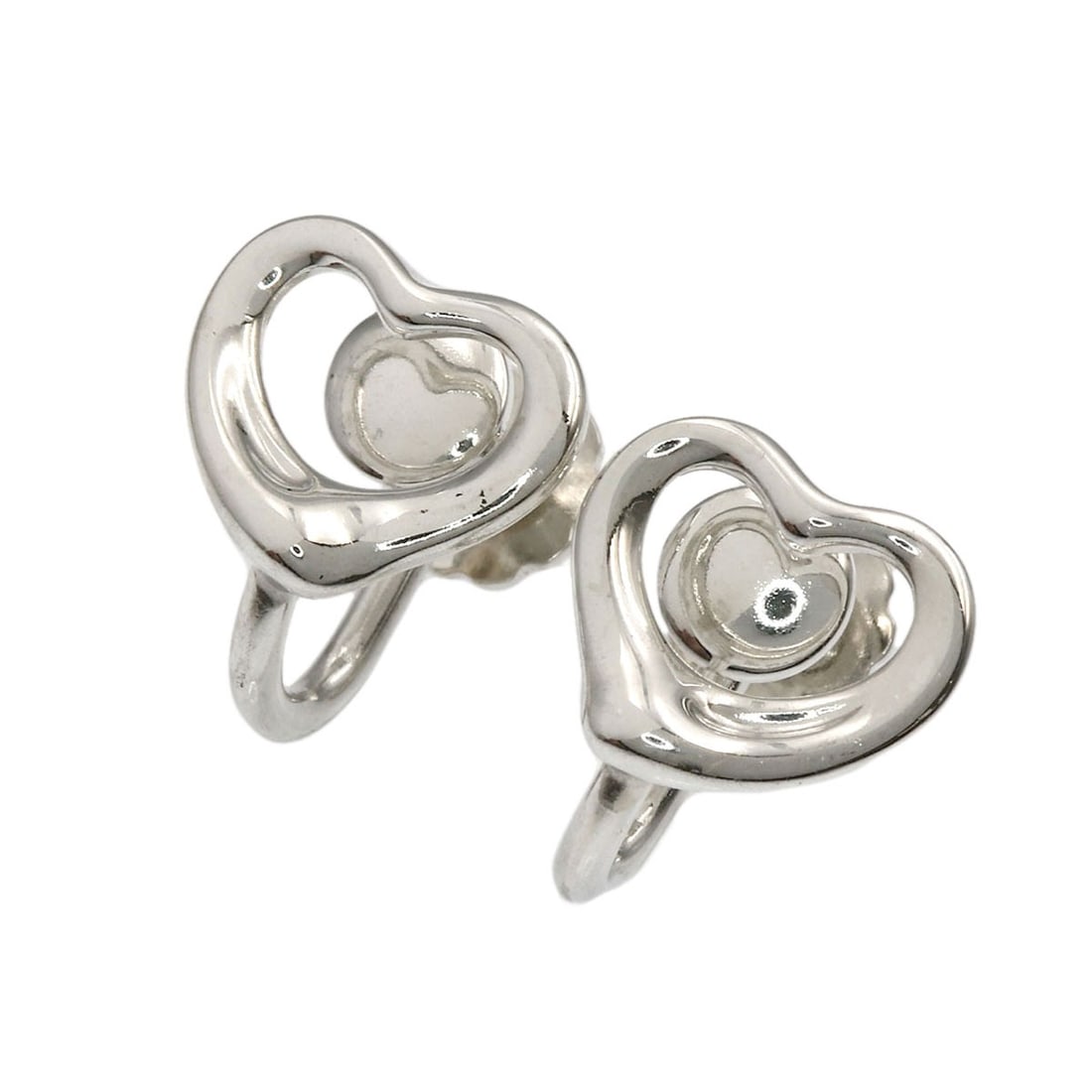 Open Heart Earring Silver Tiffany&Co: Open Heart Earring Silver Tiffany&Co Silver Tiffany&Co open heart earring with a sleek and modern design. Made from high-quality silver metal, this earring features a distinctive open heart shape