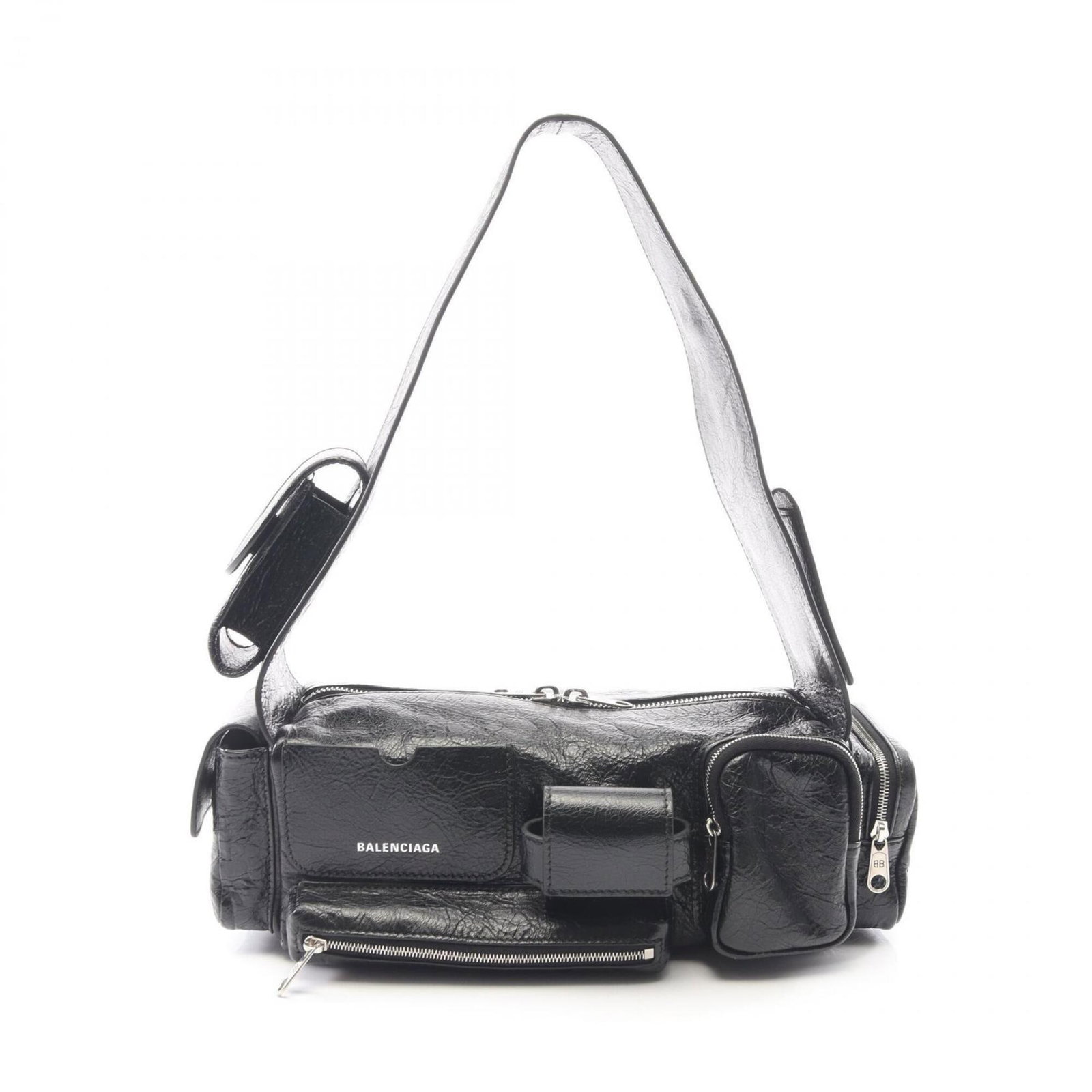 Balenciaga Handbag Shoulder Bag Leather: Balenciaga Handbag Shoulder Bag Leather Black leather shoulder bag from Balenciaga, measuring 9cm x 31cm x 10.5cm, features a sleek design and premium leather construction. The bag's classic style and
