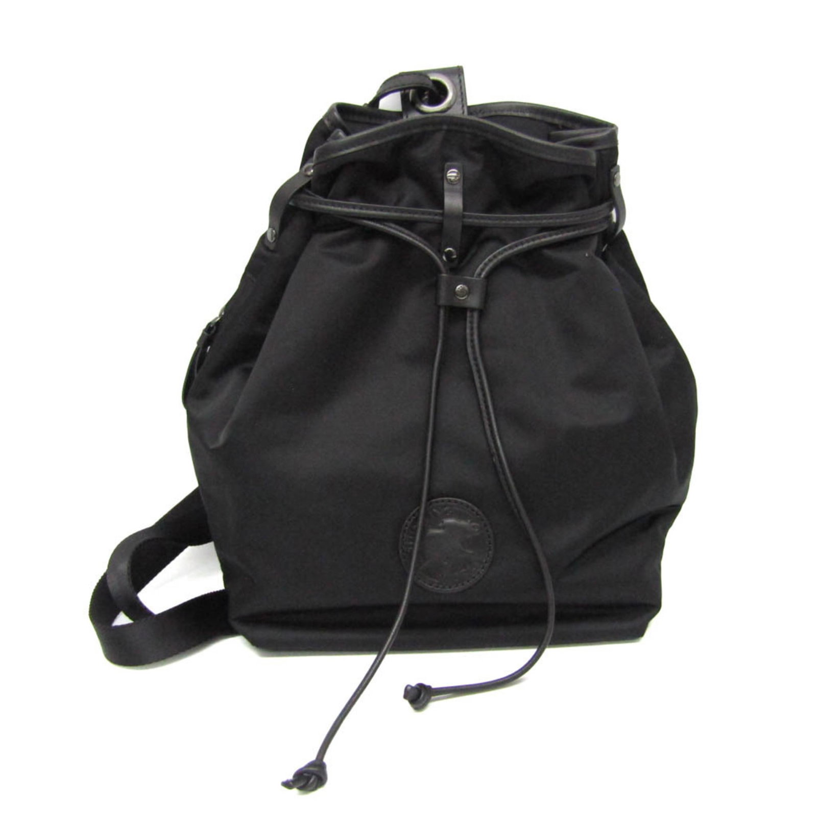 Hunting World Backpack Nylon Leather: Hunting World Backpack Nylon Leather Black leather and nylon backpack with 67cm-74cm adjustable straps, weighing 440g. This 32cm x 22cm x 12cm purse features a sleek design and durable materials. Perf