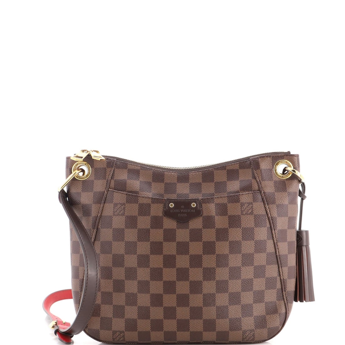 Damier Besace Bag Louis Vuitton South: Damier Besace Bag Louis Vuitton South Brown Damier Besace Bag Louis Vuitton South, a stylish cross body bag with minor creases on exterior and interior, featuring a classic canvas coated exterior and