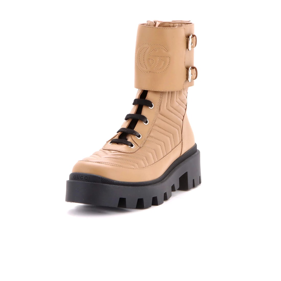 Matelasse Leather Combat Boots Women's Gucci Marmont Platform (1 of 6)