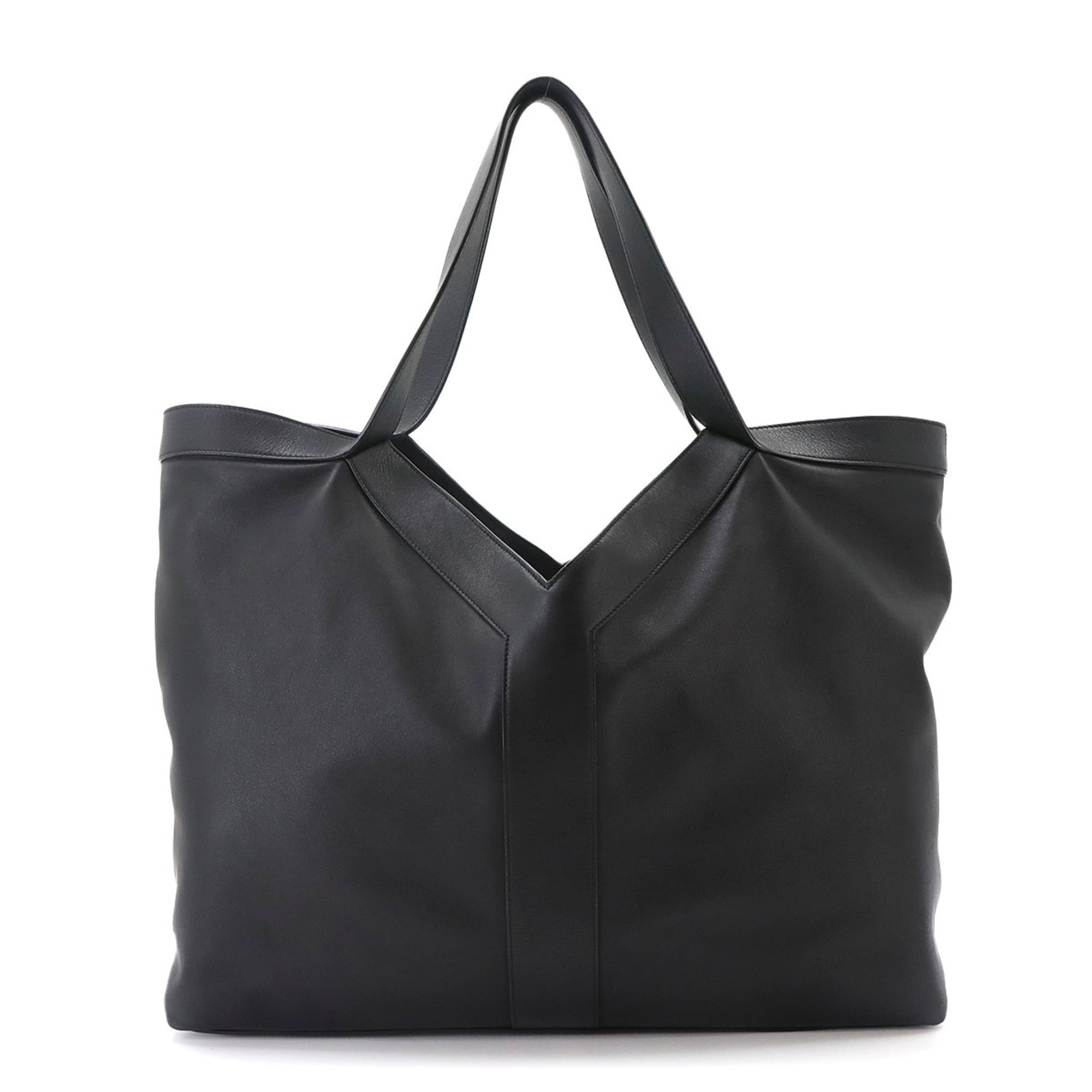 Saint Laurent Handbag Tote Bag Leather: Saint Laurent Handbag Tote Bag Leather Black Saint Laurent leather tote bag with silver hardware, measuring 36cm x 59cm x 17.5cm and weighing 1.32kg. This classic design features a 50cm long handle, p